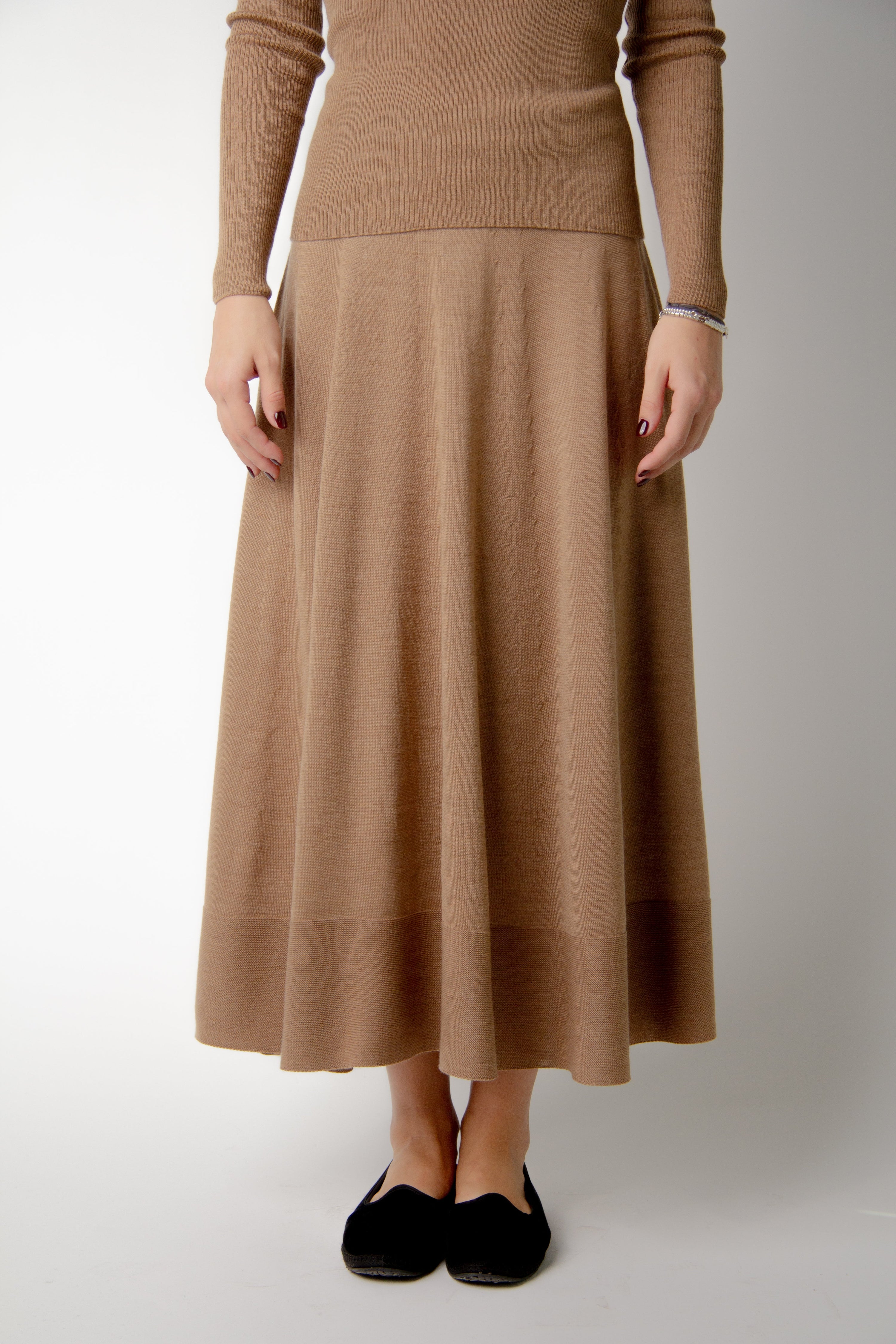 Extra Fine Merino Wool A-Line Skirt (3D-Knit)