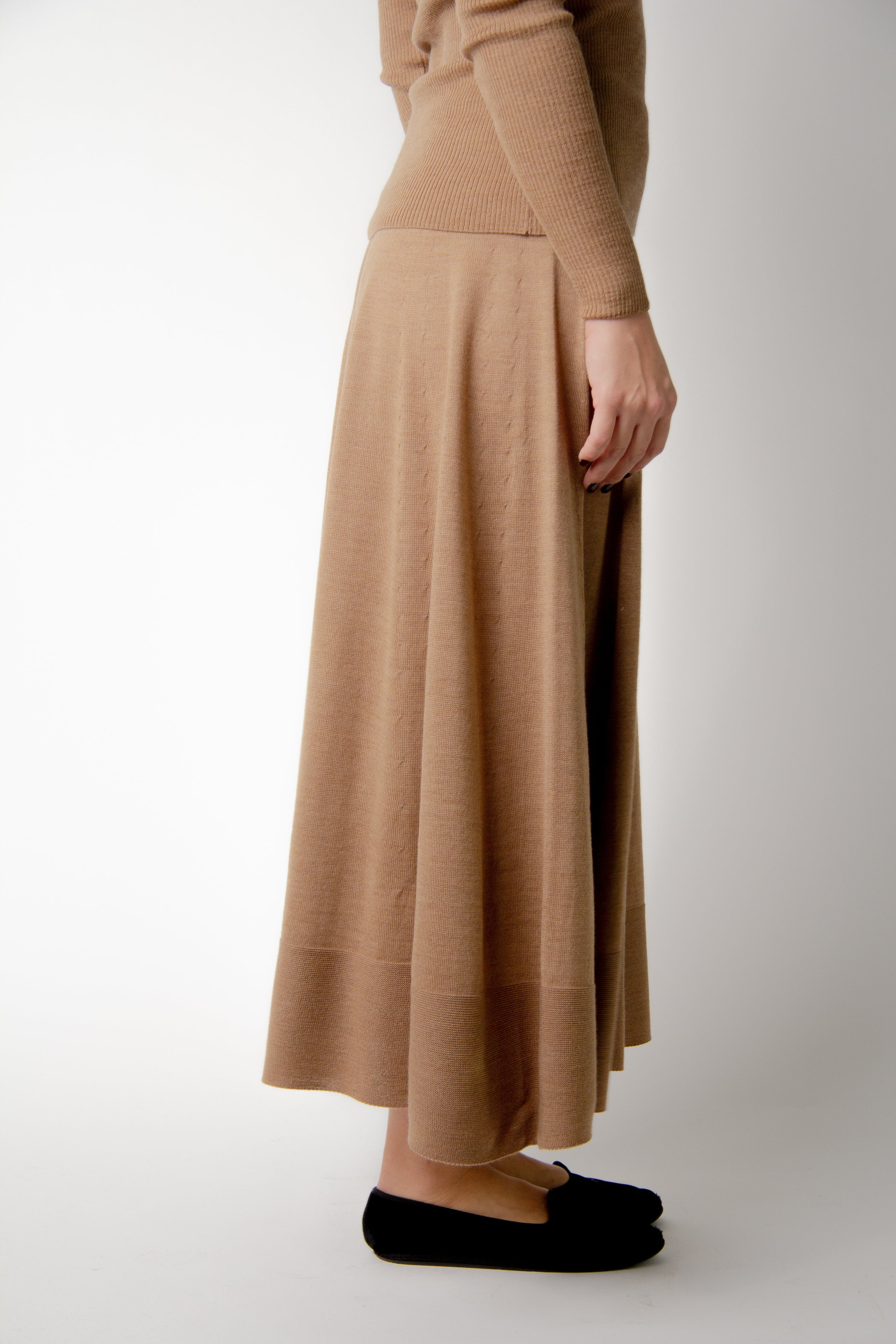 Extra Fine Merino Wool A-Line Skirt (3D-Knit)