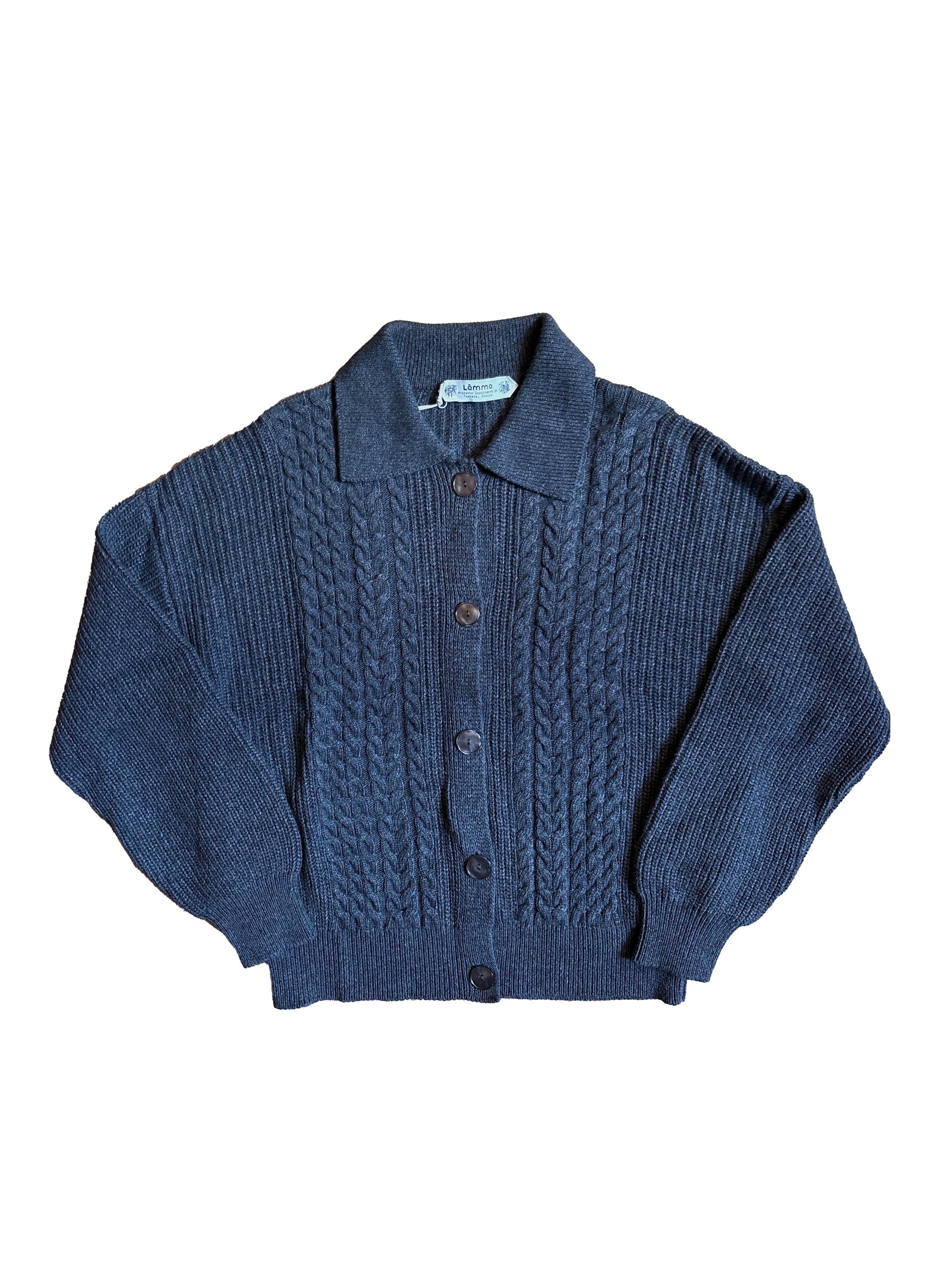 Cashmere Mix Cable Polo Cardigan