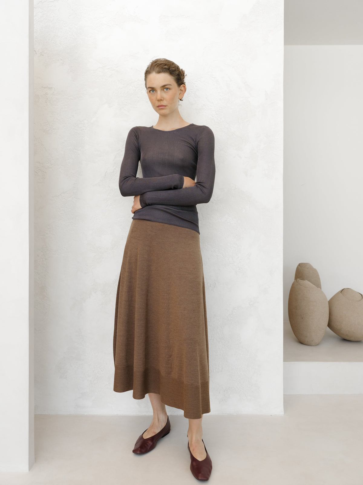 Extra Fine Merino Wool A-Line Skirt (3D-Knit)