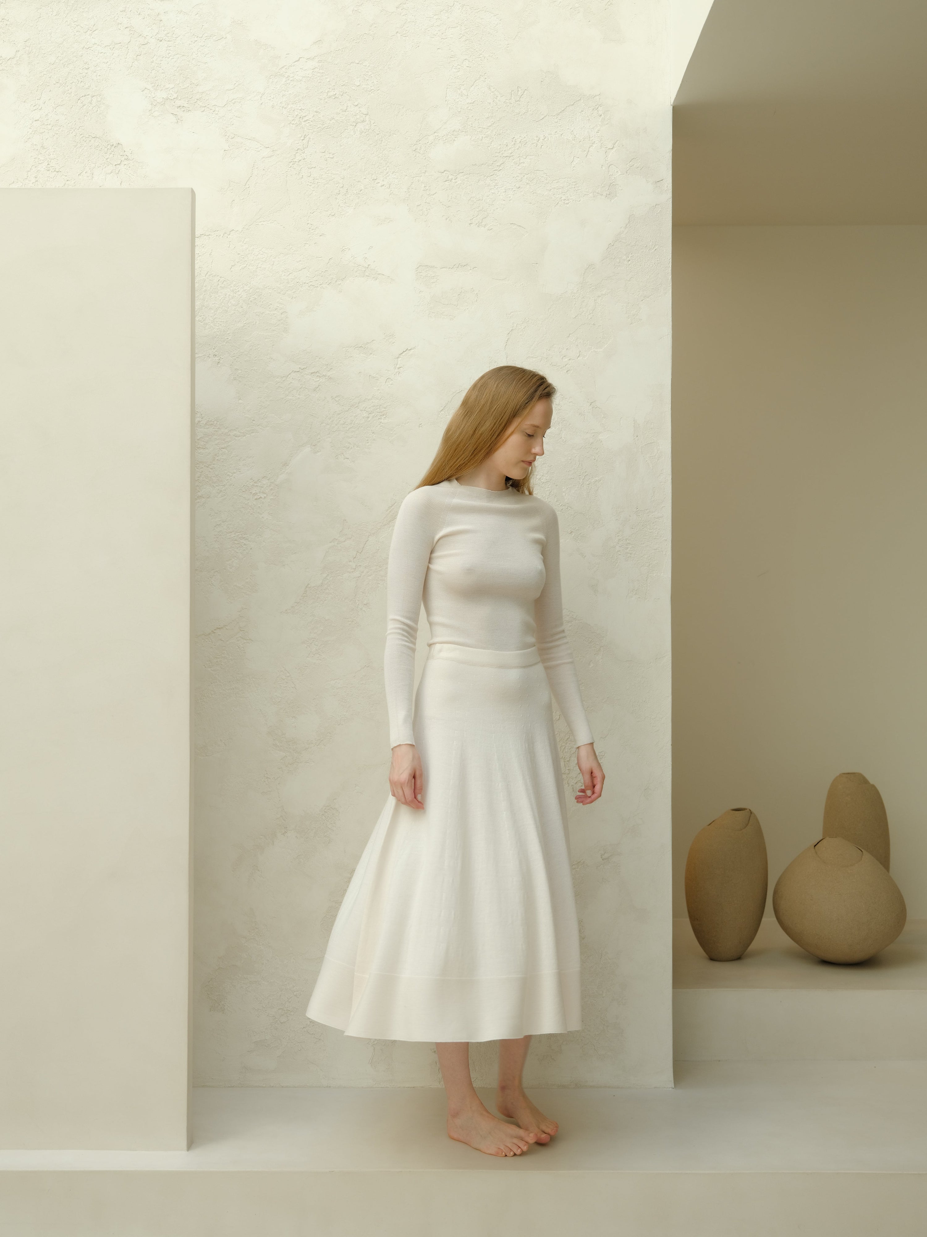 Extra Fine Merino Wool A-Line Skirt (3D-Knit)