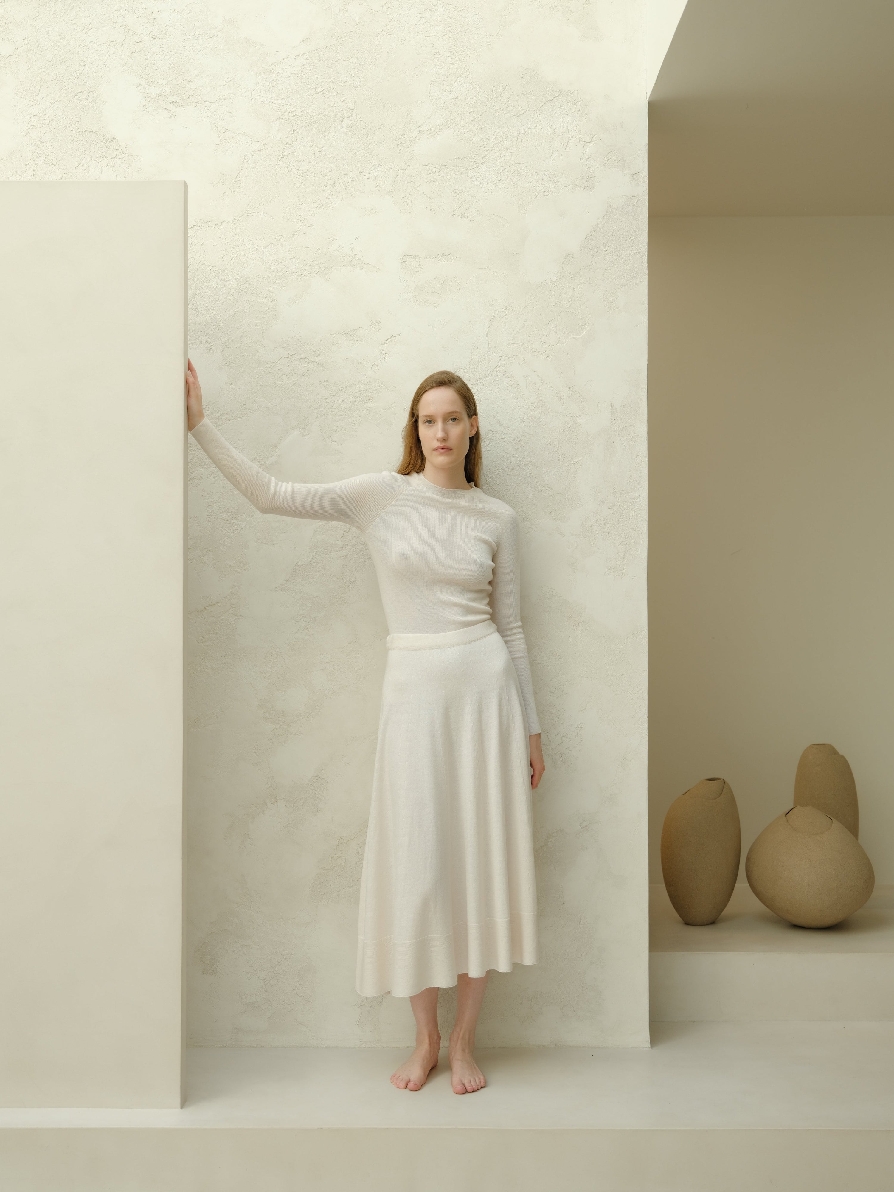 Extra Fine Merino Wool A-Line Skirt (3D-Knit)