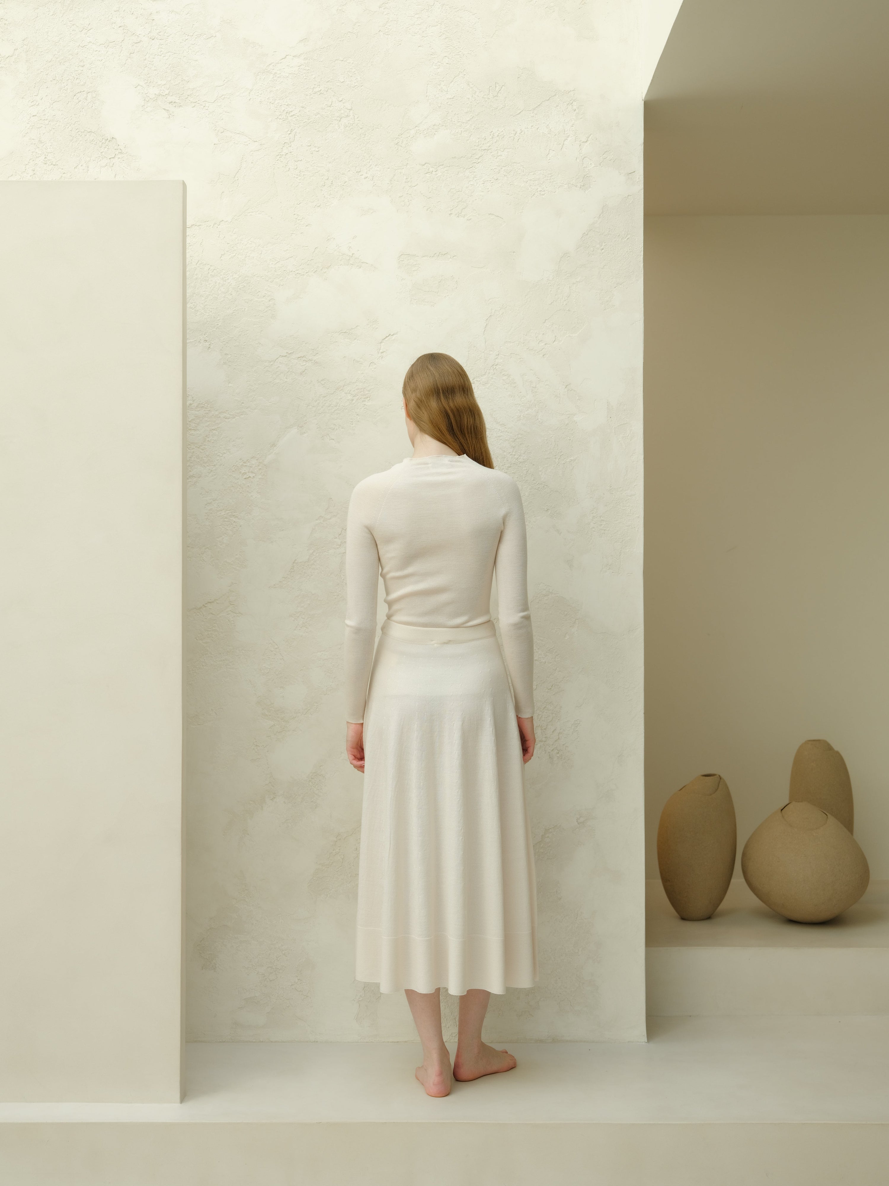 Extra Fine Merino Wool A-Line Skirt (3D-Knit)