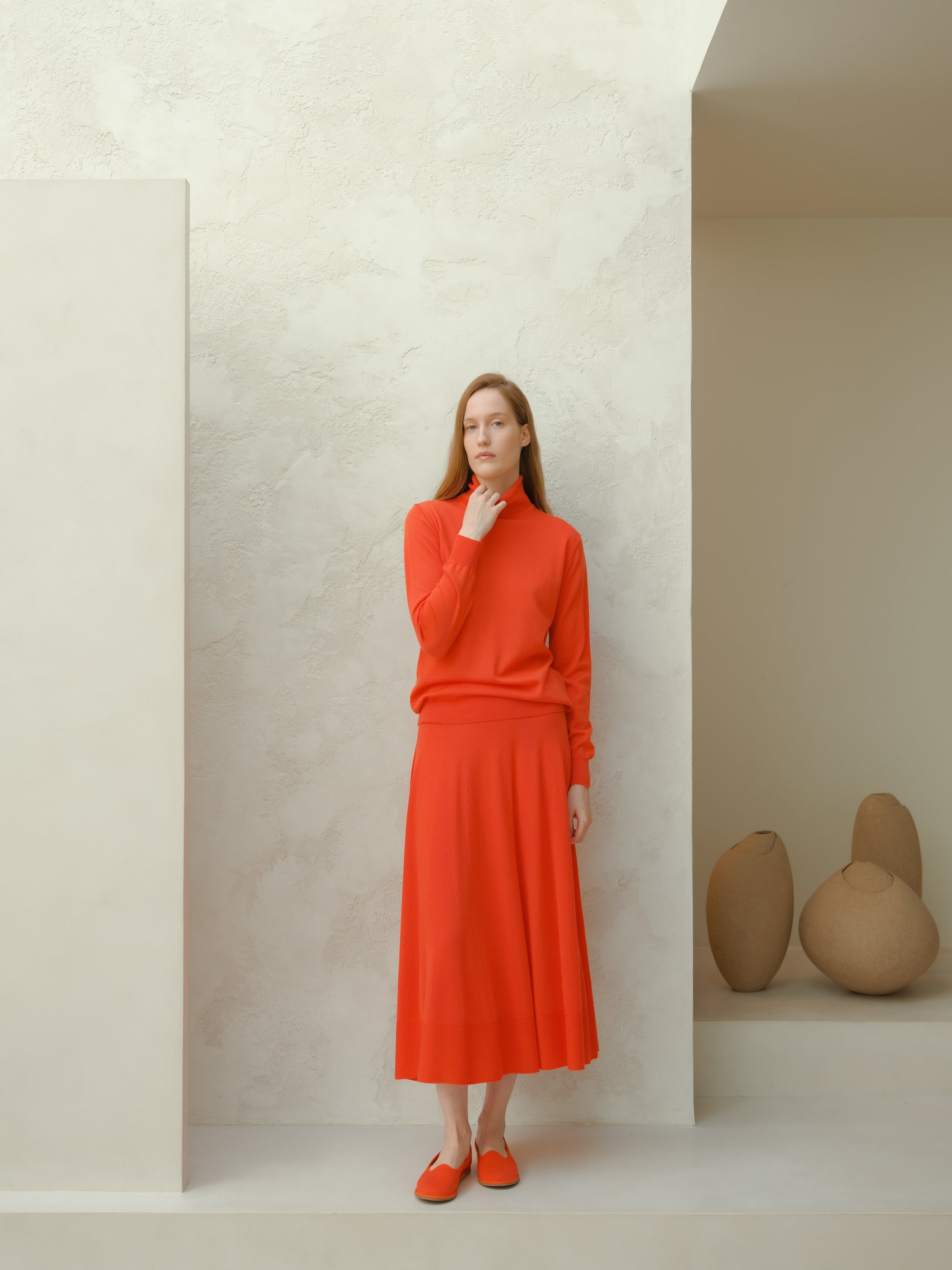 Extra Fine Merino Wool A-Line Skirt (3D-Knit)