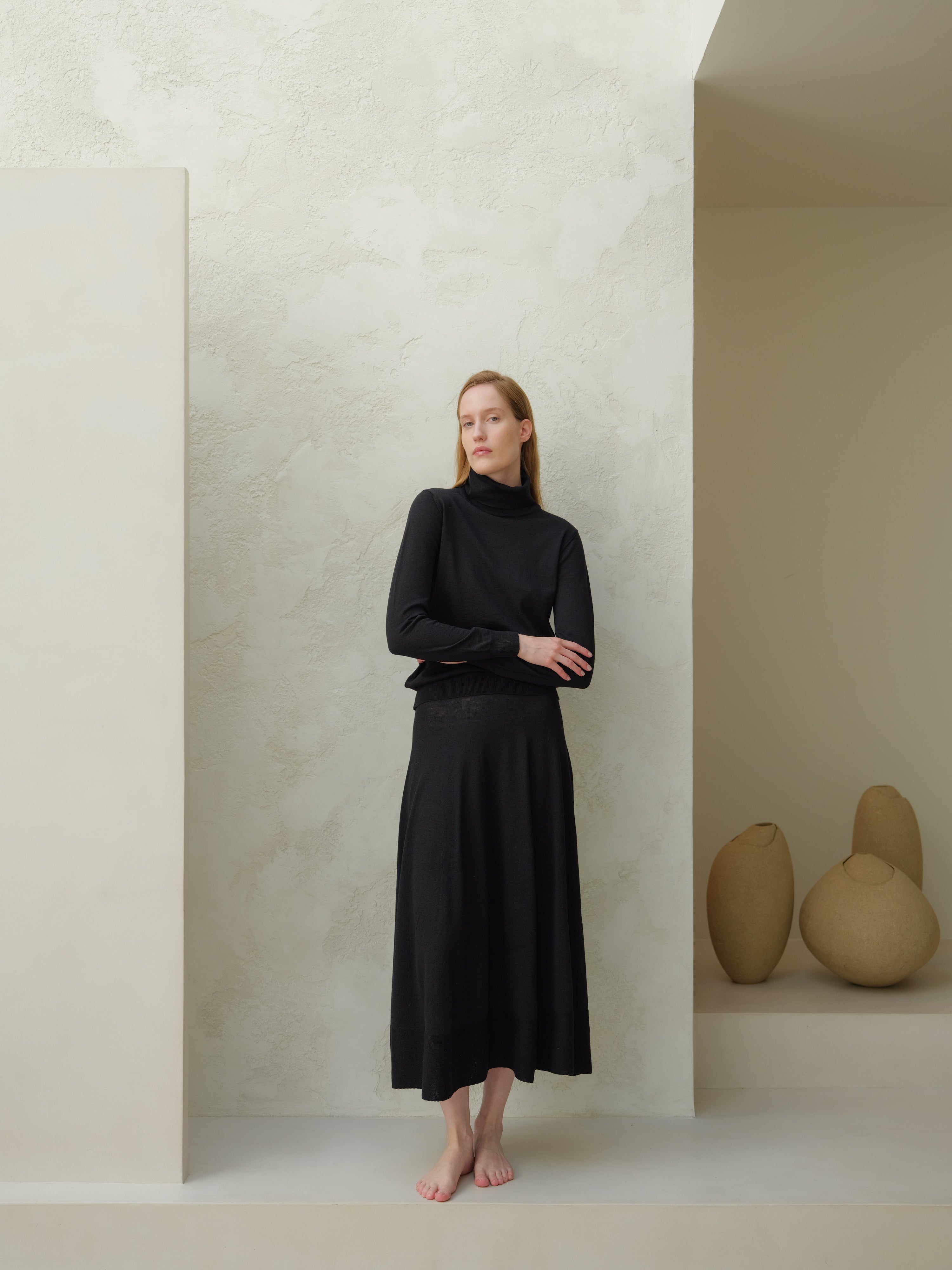 Extra Fine Merino Wool A-Line Skirt (3D-Knit)