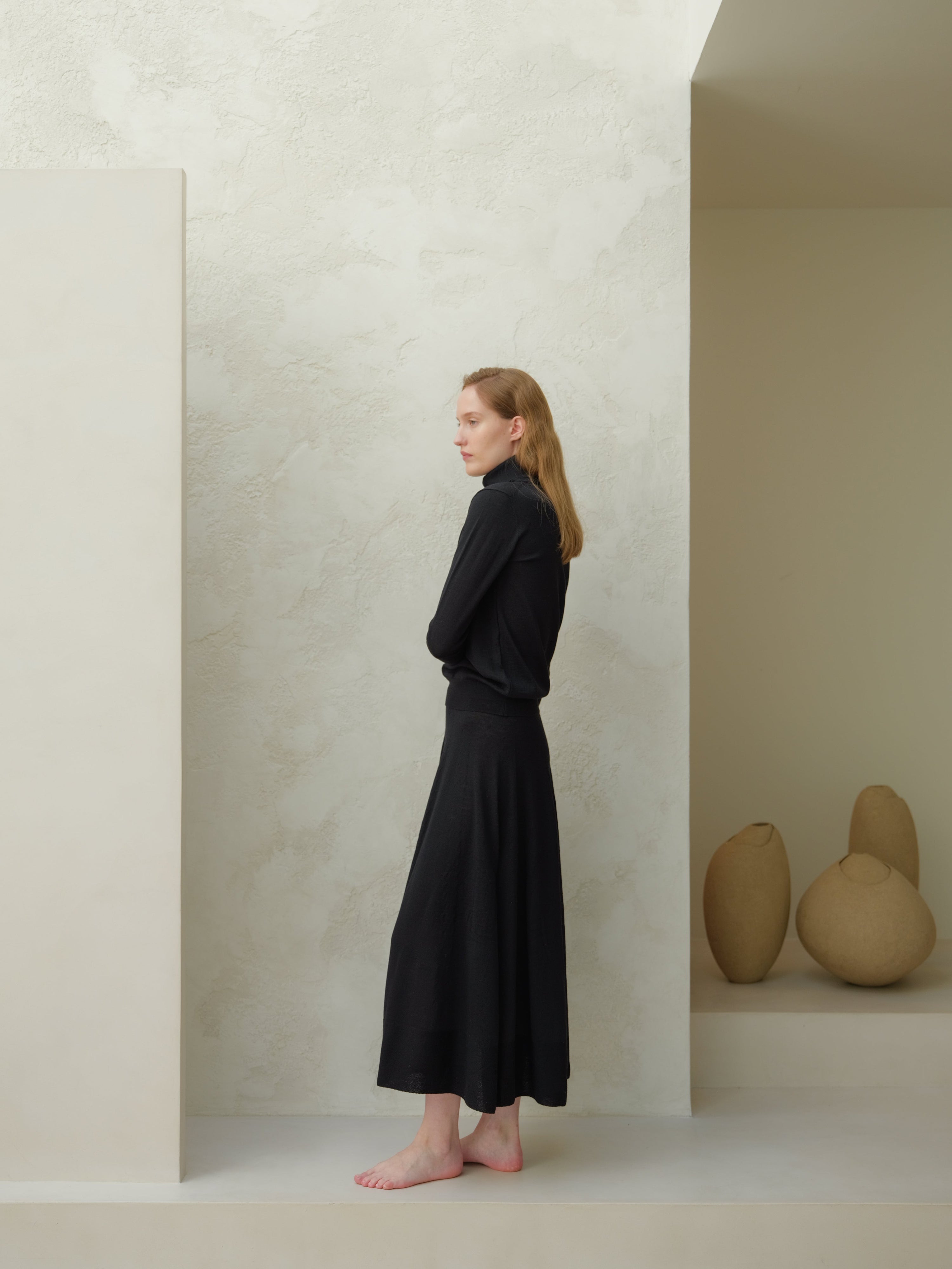 Extra Fine Merino Wool A-Line Skirt (3D-Knit)