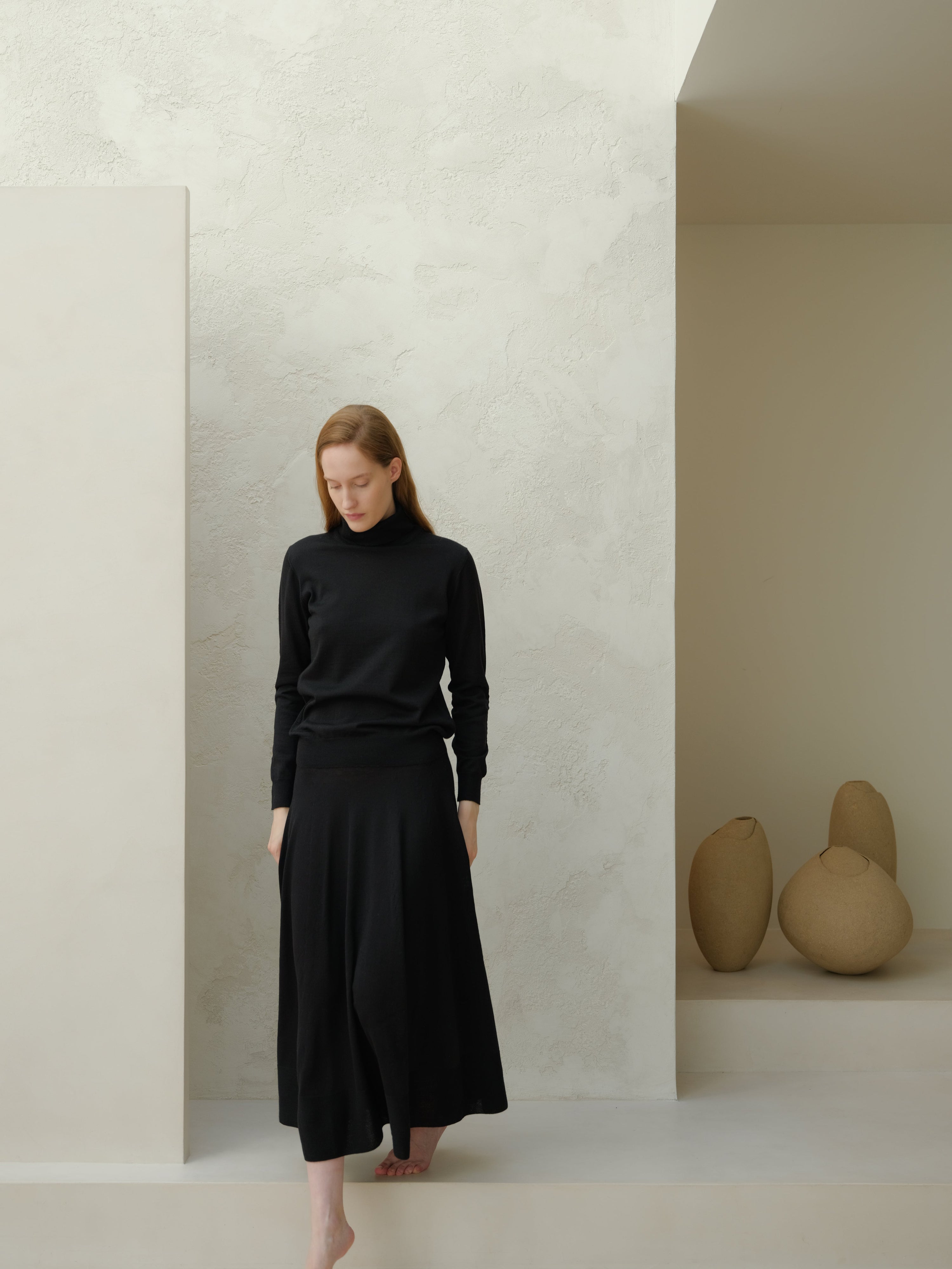 Extra Fine Merino Wool A-Line Skirt (3D-Knit)