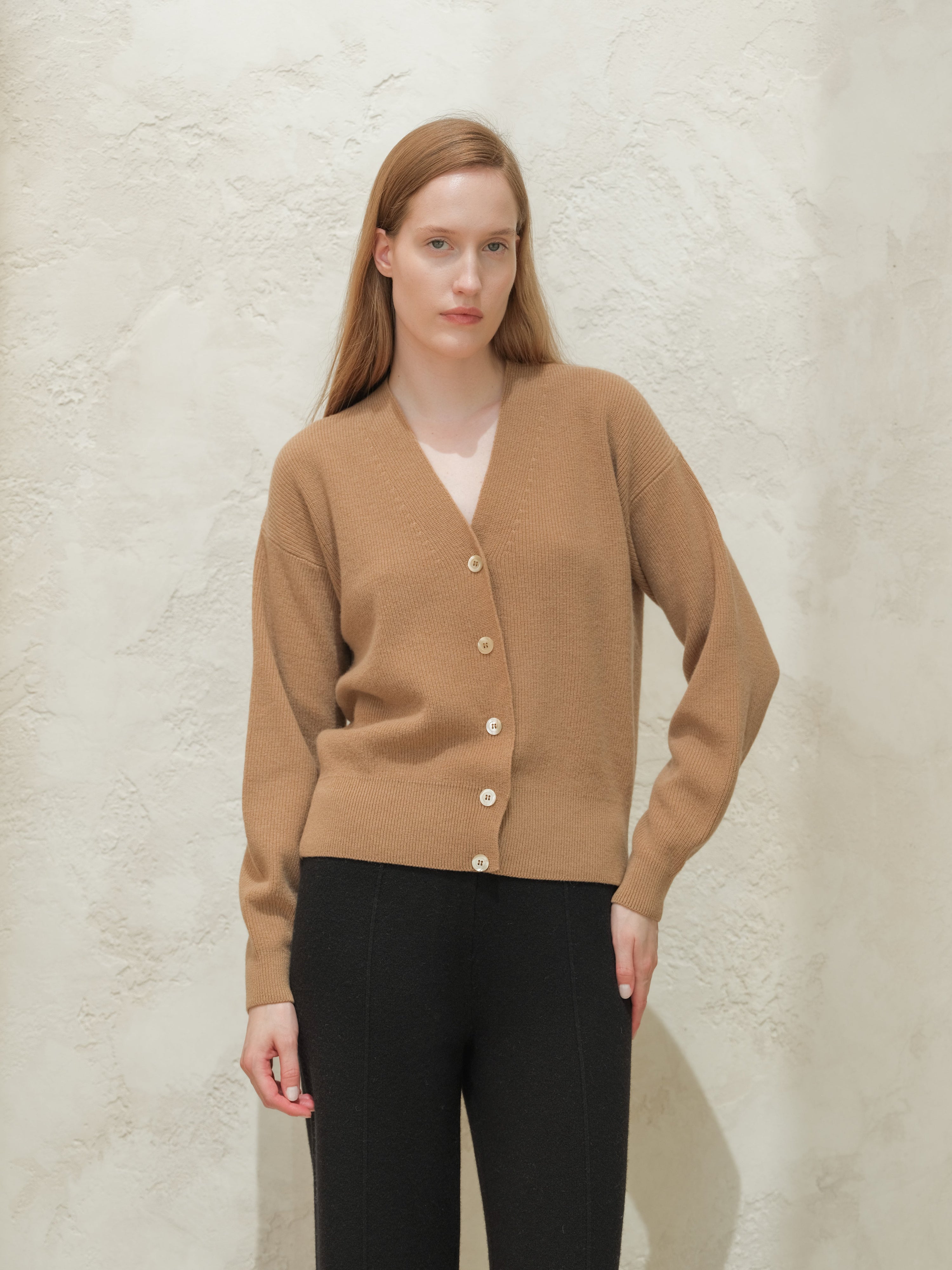Cashmere Mix Ribbed Cardigan