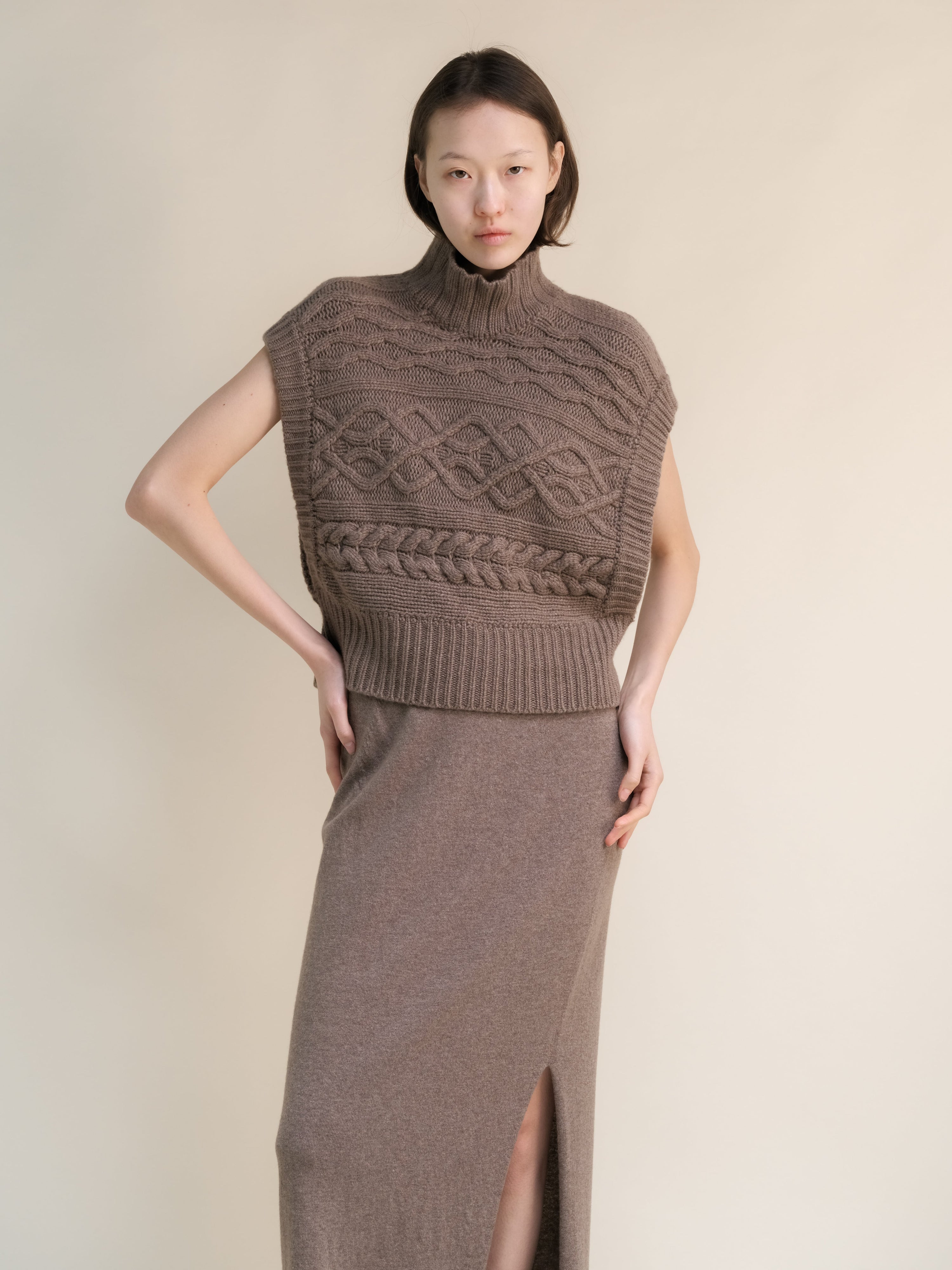 Cashmere Mix Maxi Cable Tunic