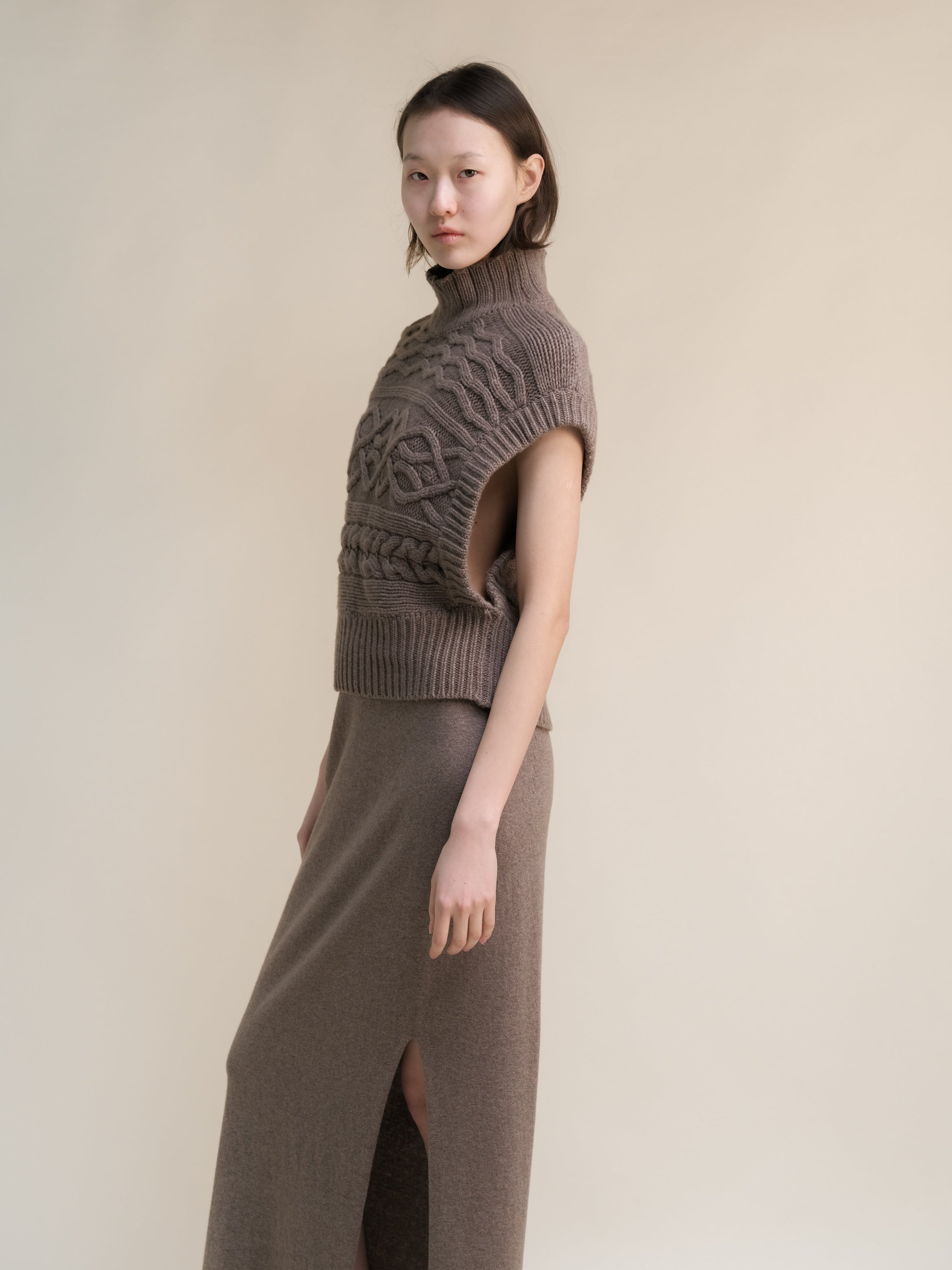 Cashmere Mix Maxi Cable Tunic