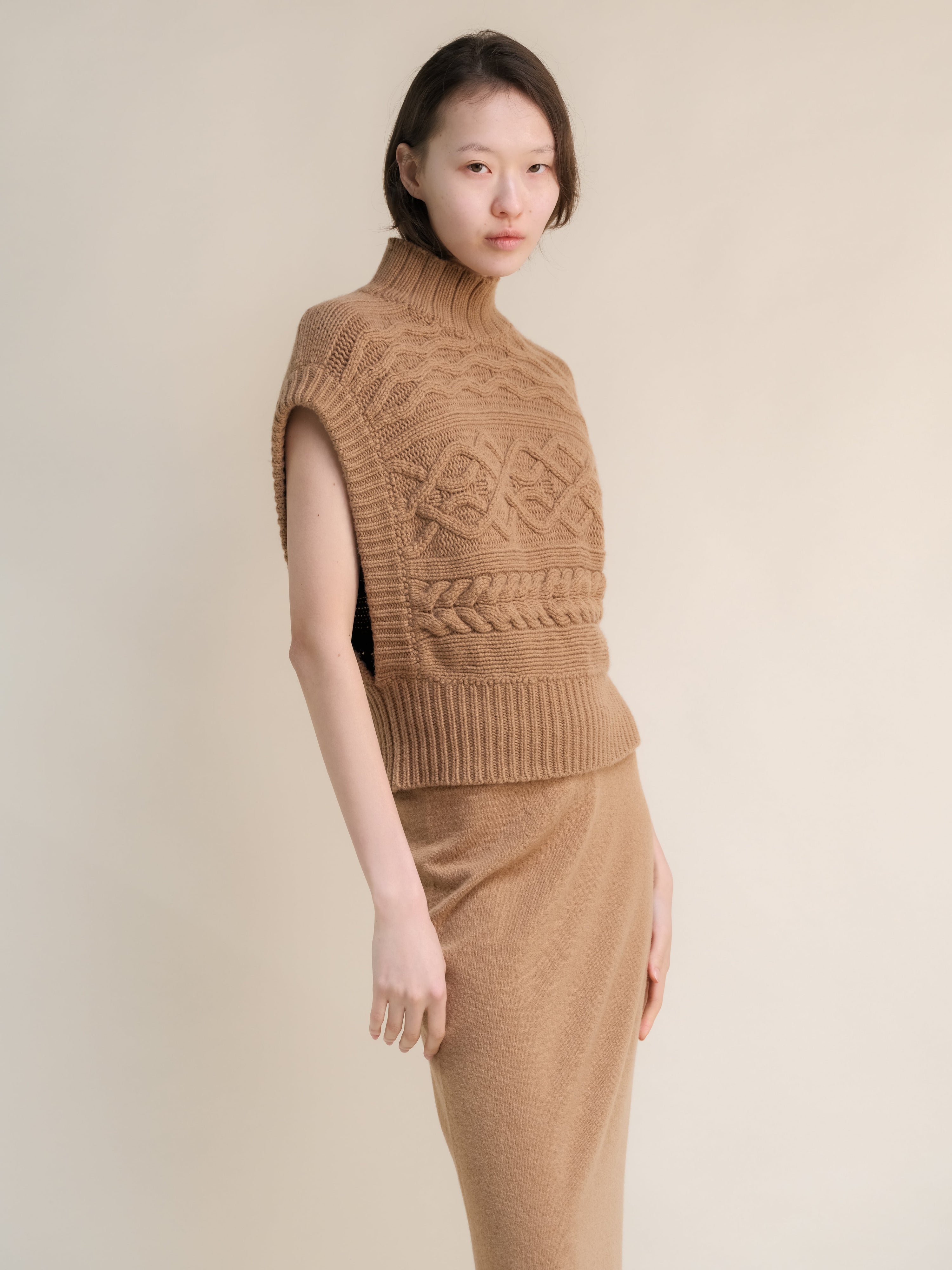 Cashmere Mix Maxi Cable Tunic