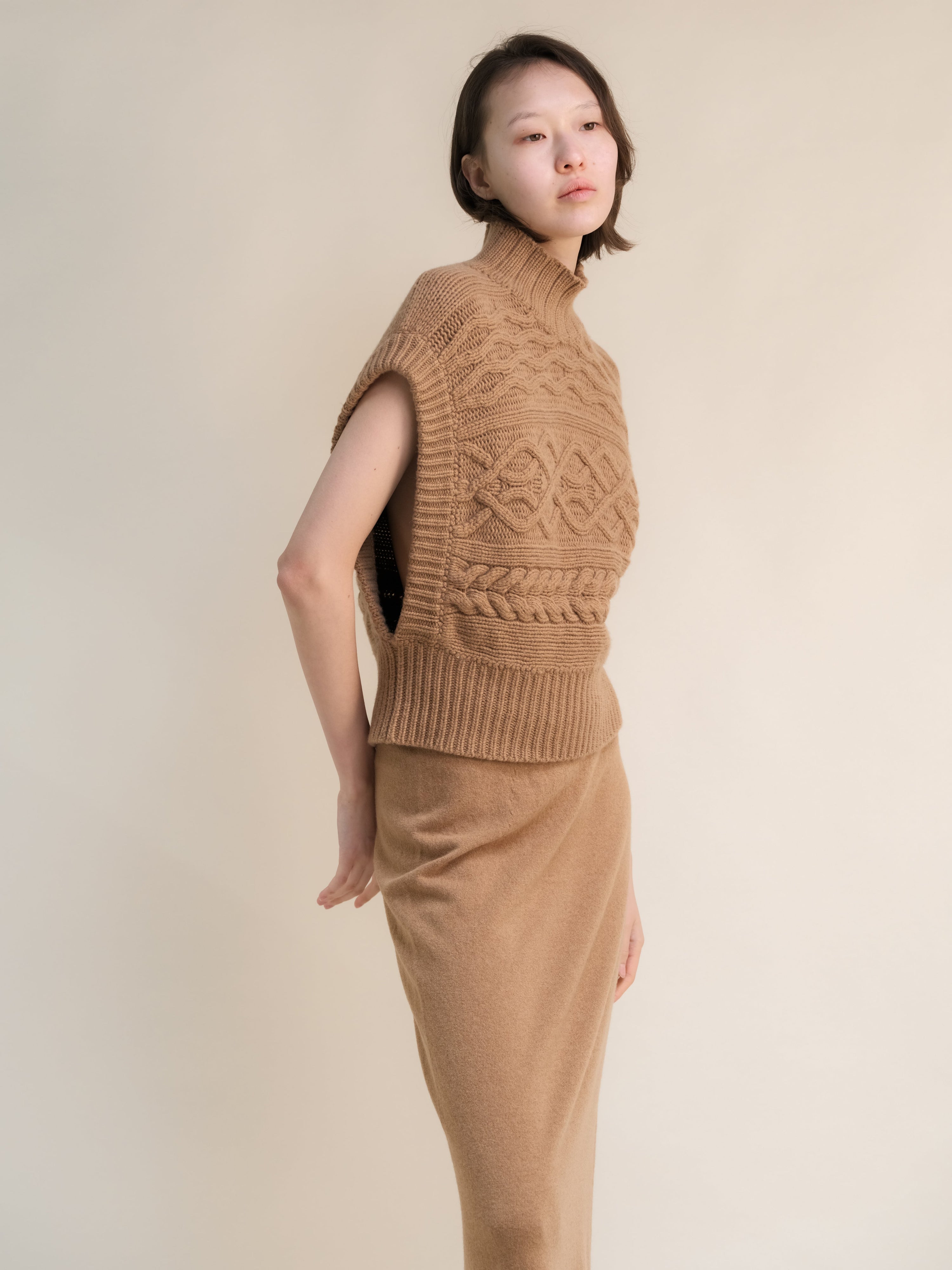 Cashmere Mix Maxi Cable Tunic