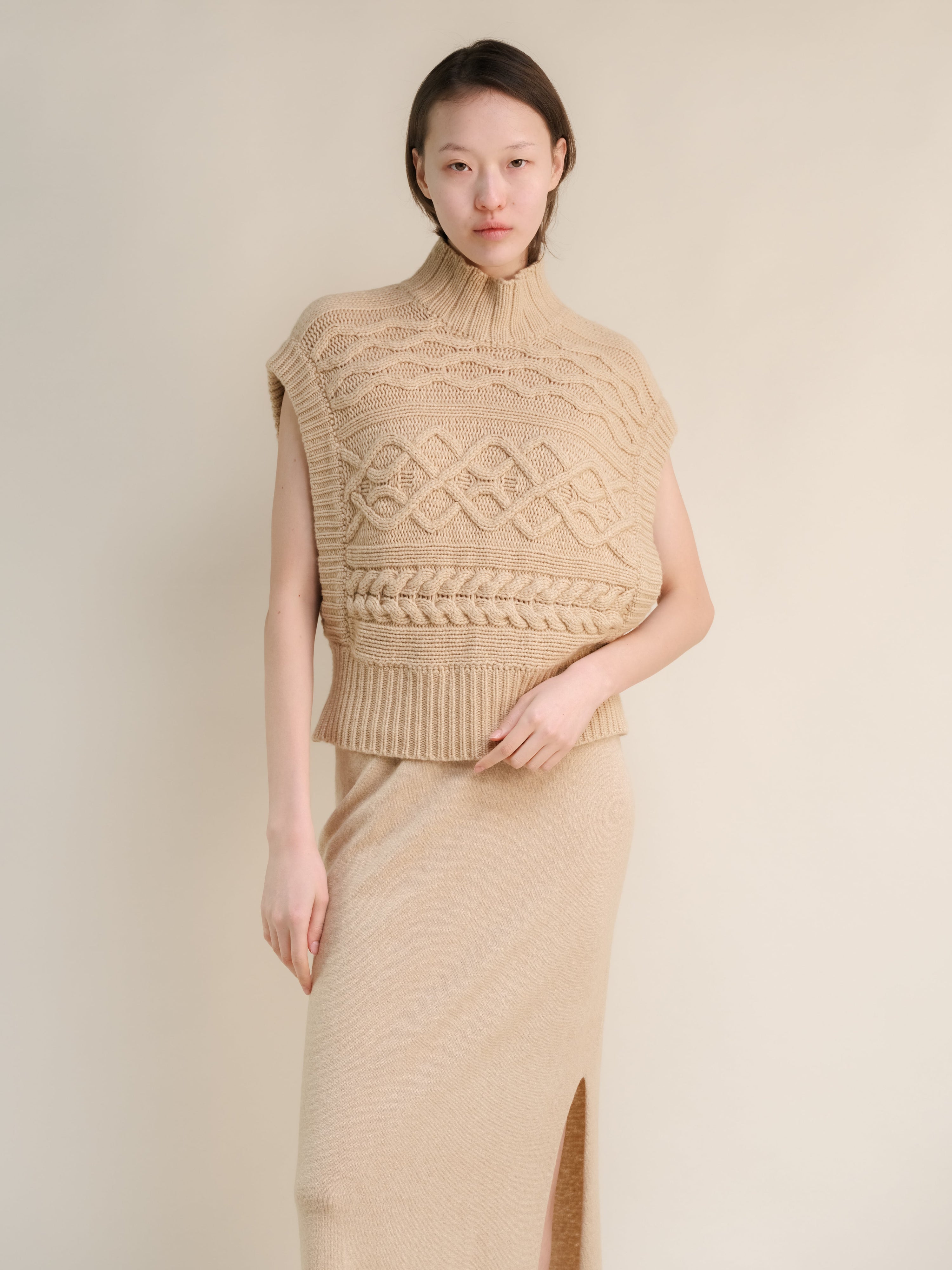 Cashmere Mix Maxi Cable Tunic