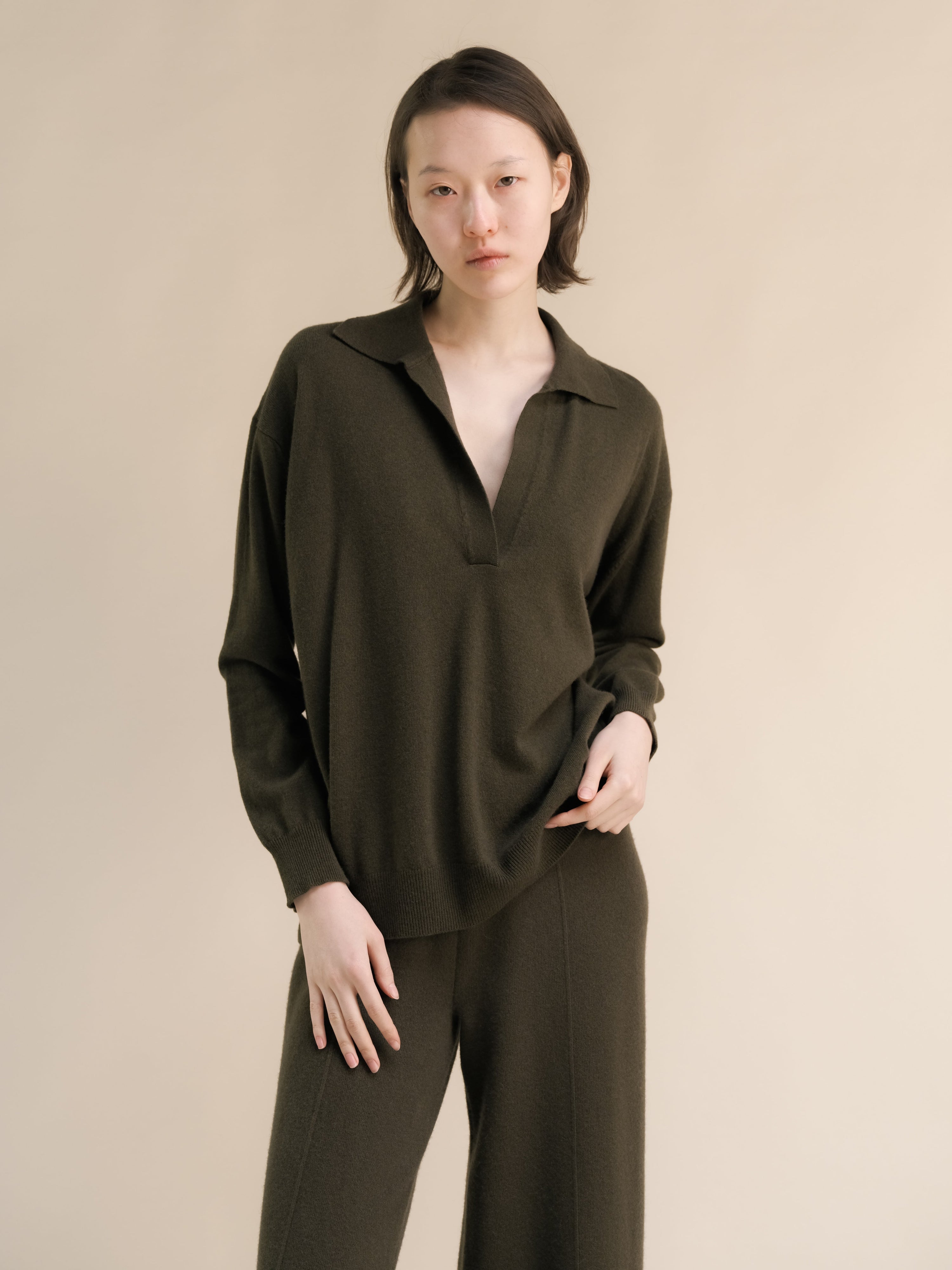 Cashmere Mix Polo Knit