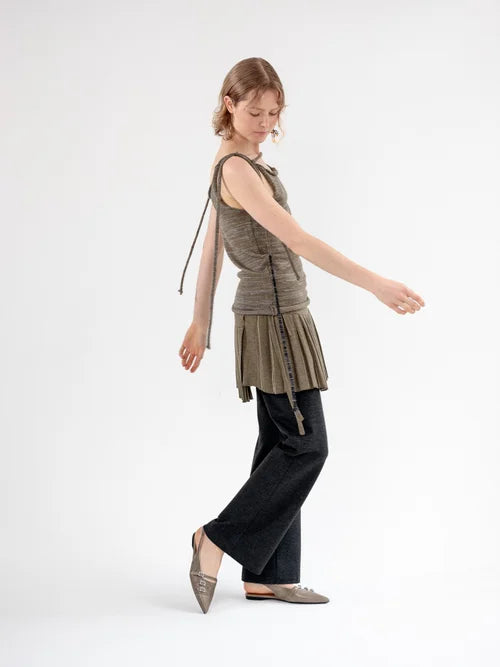 Plica Knitted Wrap Skirt Olive