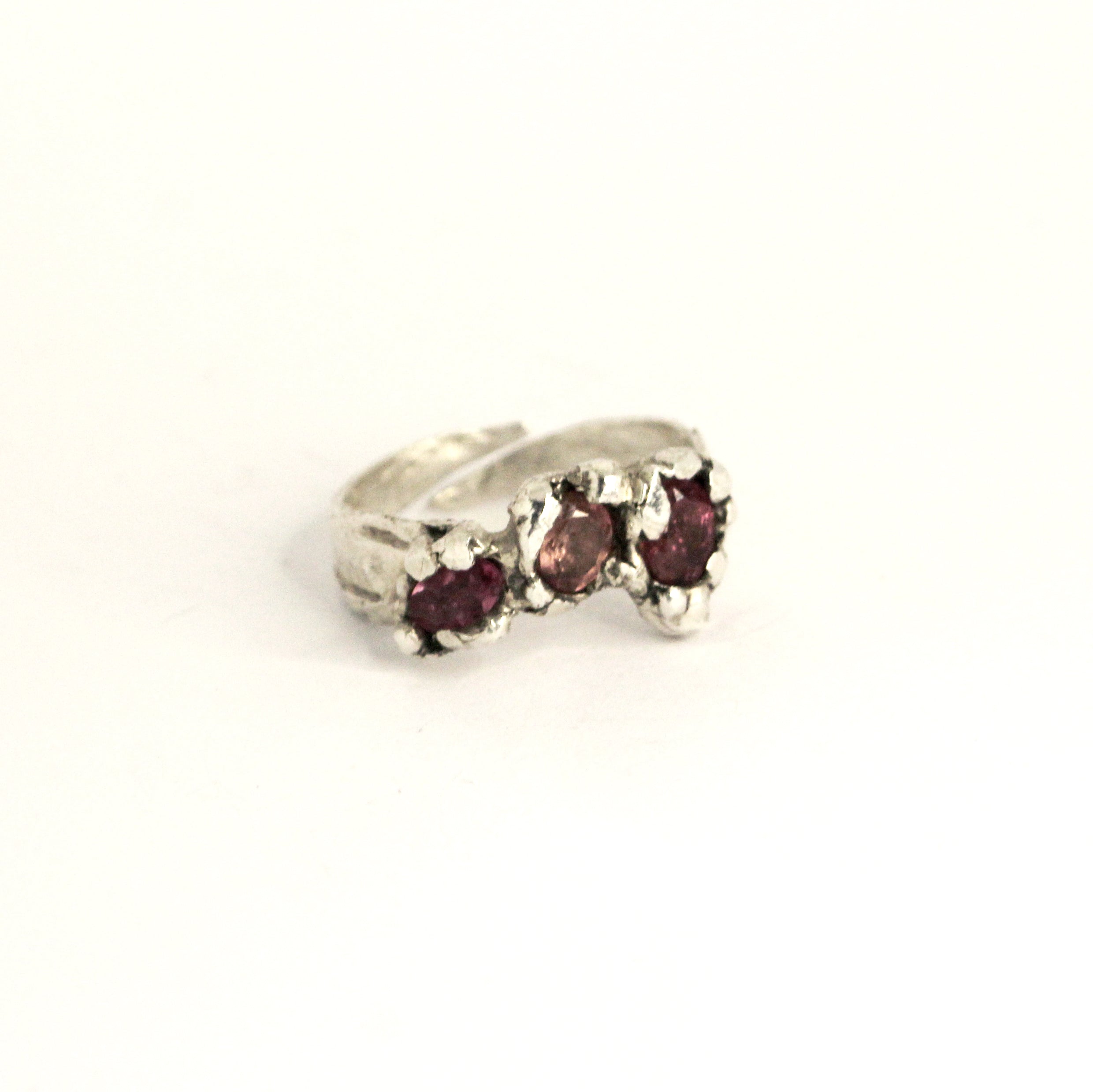 Fluid silver ring in pink