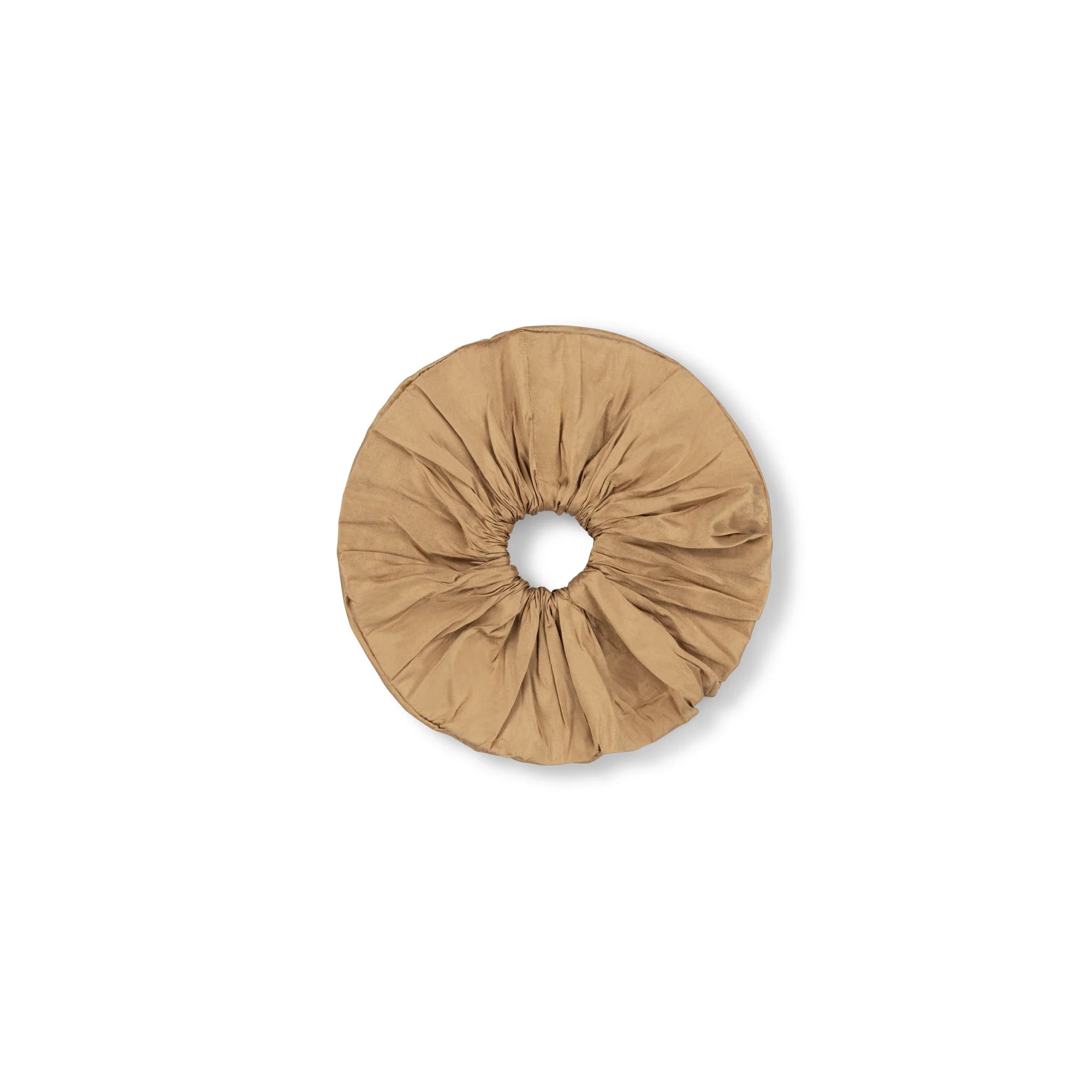 Dupion Frill Scrunchie - Light Brown