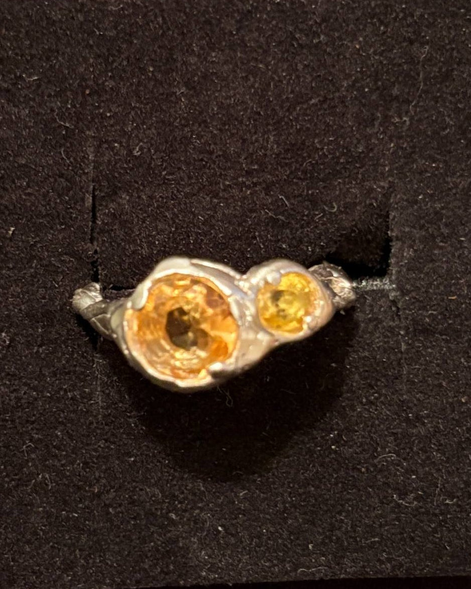 Anello Citrino e Zaffiro