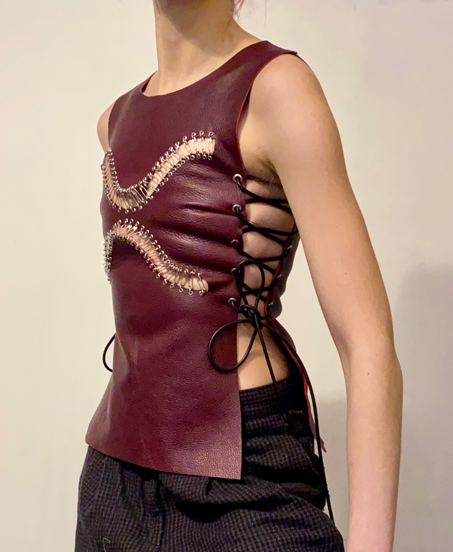 Burgundy leather Corset