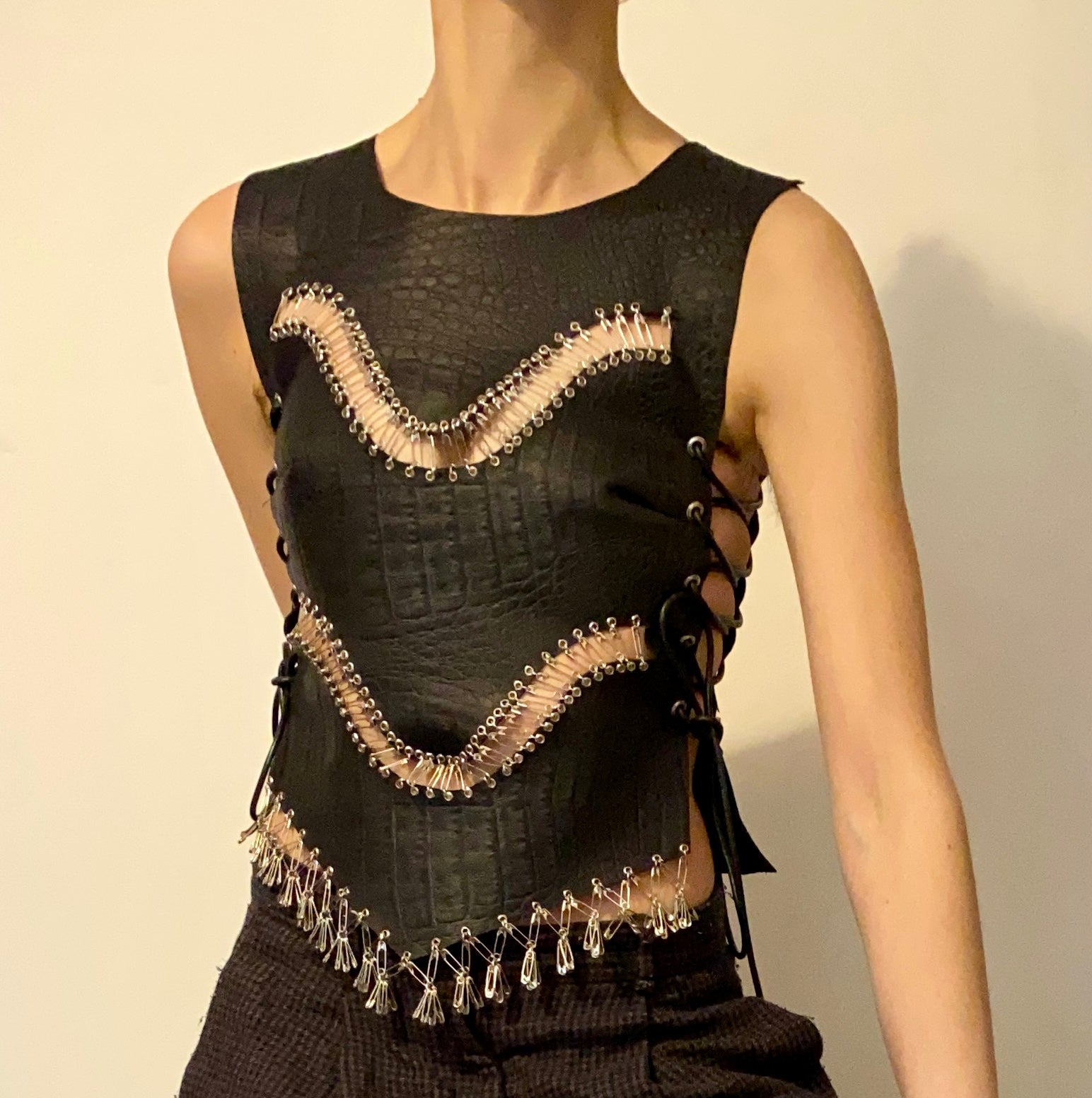 Black Reptile Tassel Corset