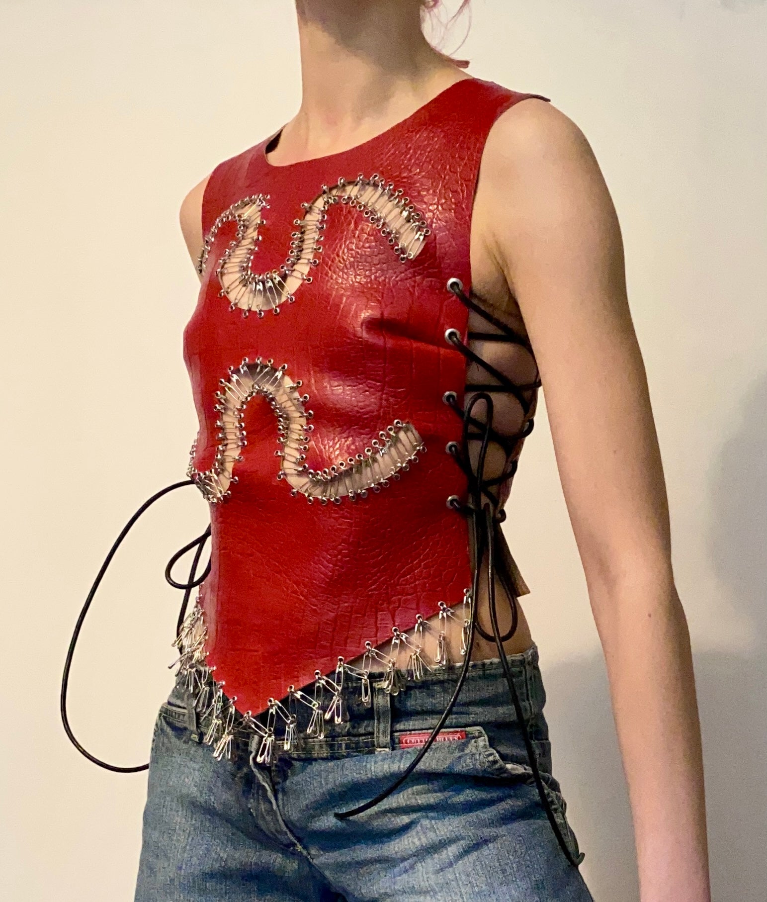 Red Reptile Tassel Corset