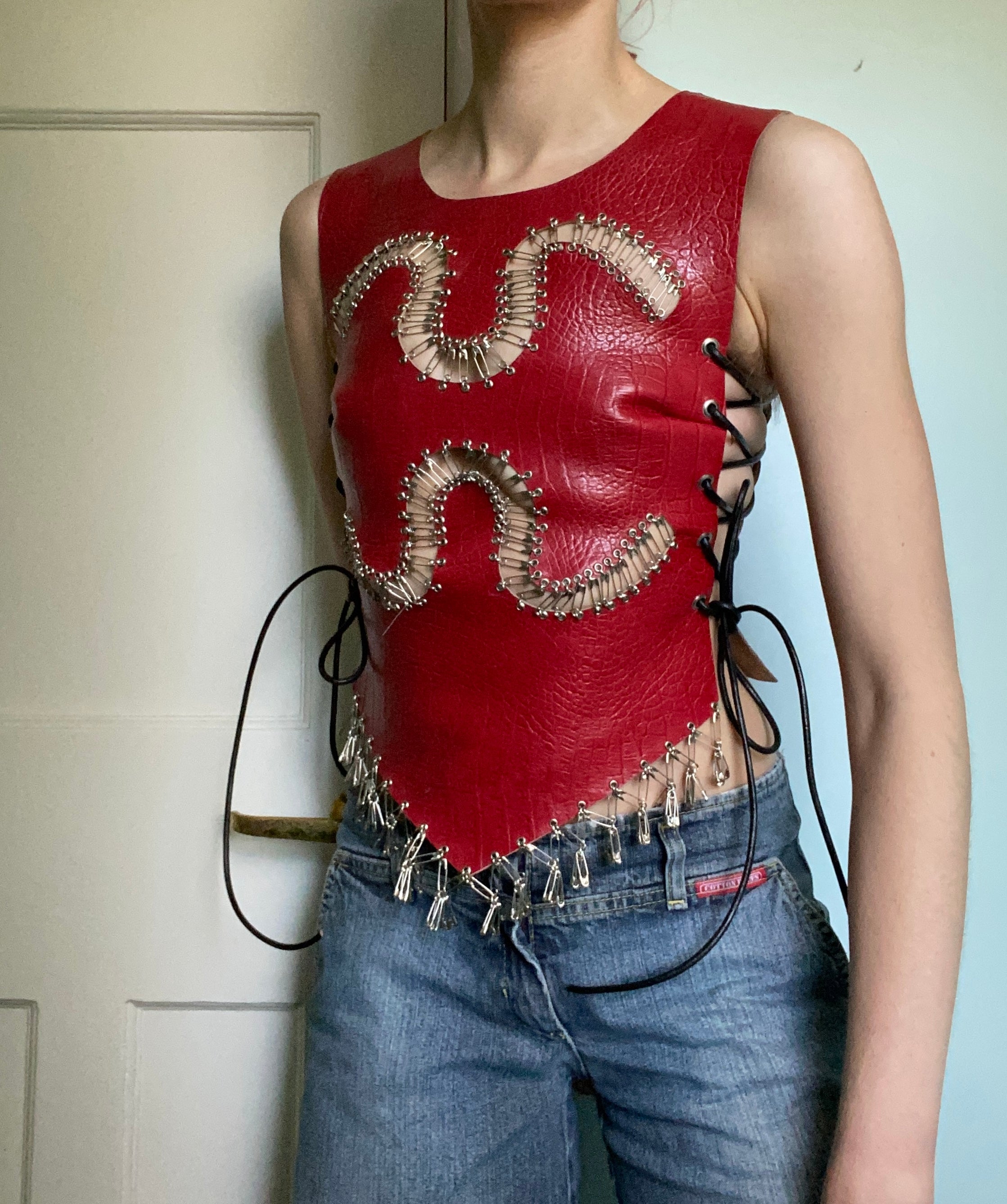 Red Reptile Tassel Corset