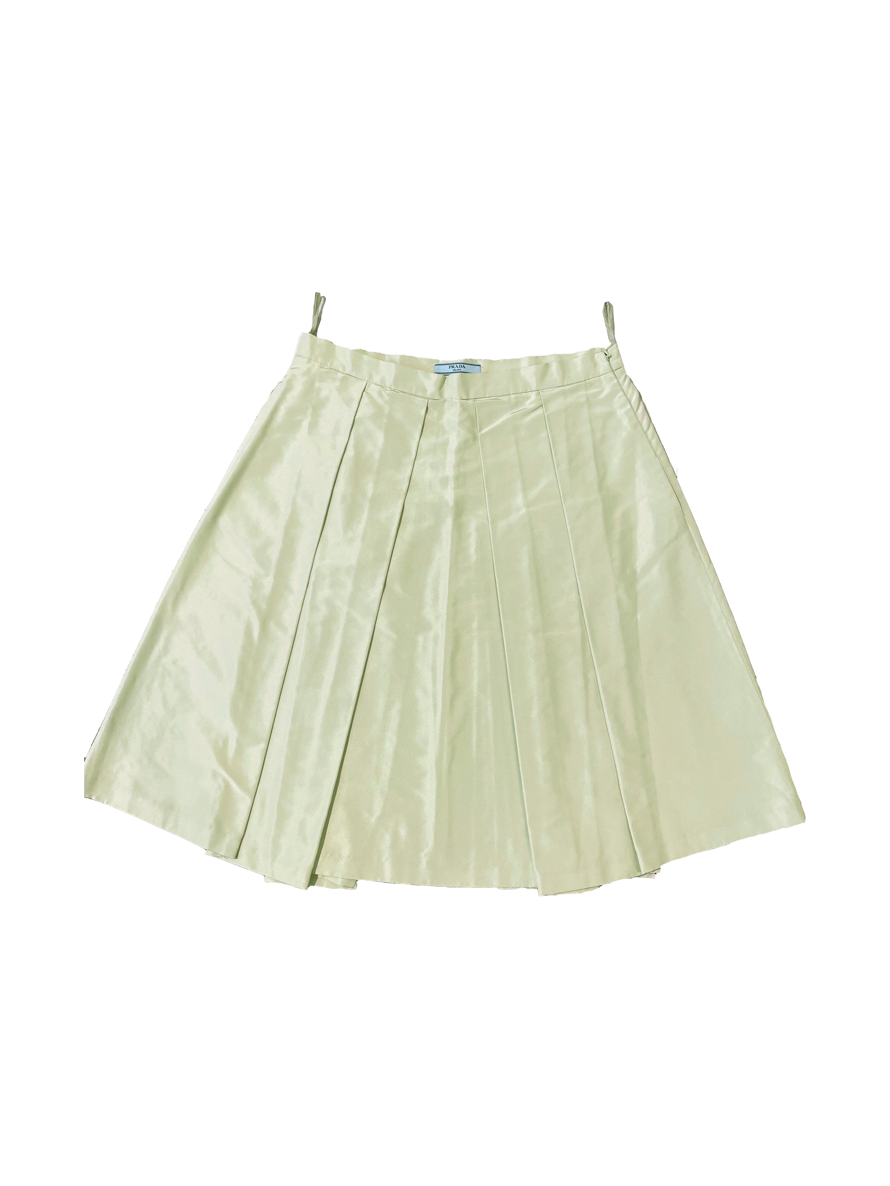 Prada Silk Tucke Pleated Skirt