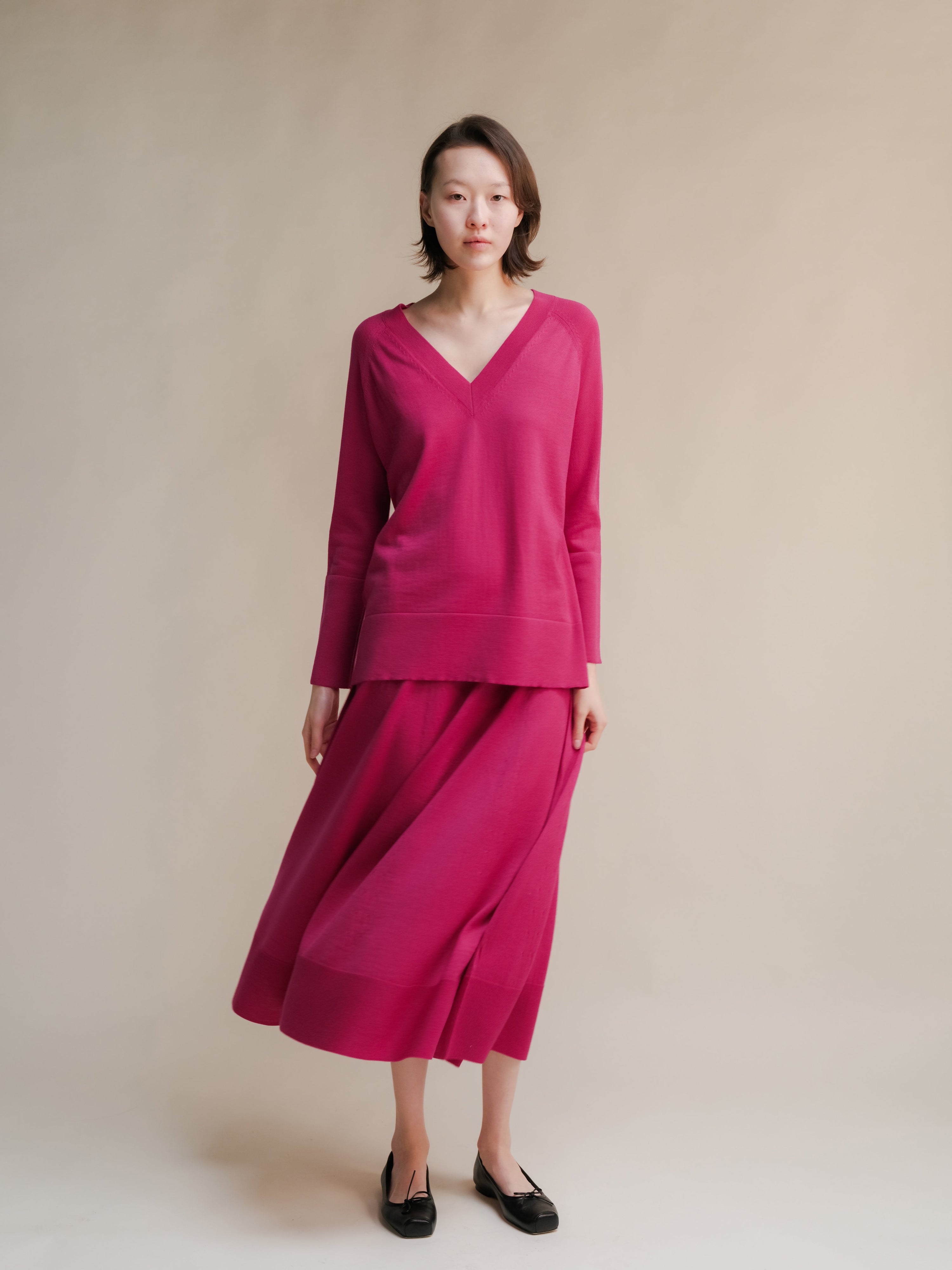 Extra Fine Merino Wool A-Line Skirt (3D-Knit)