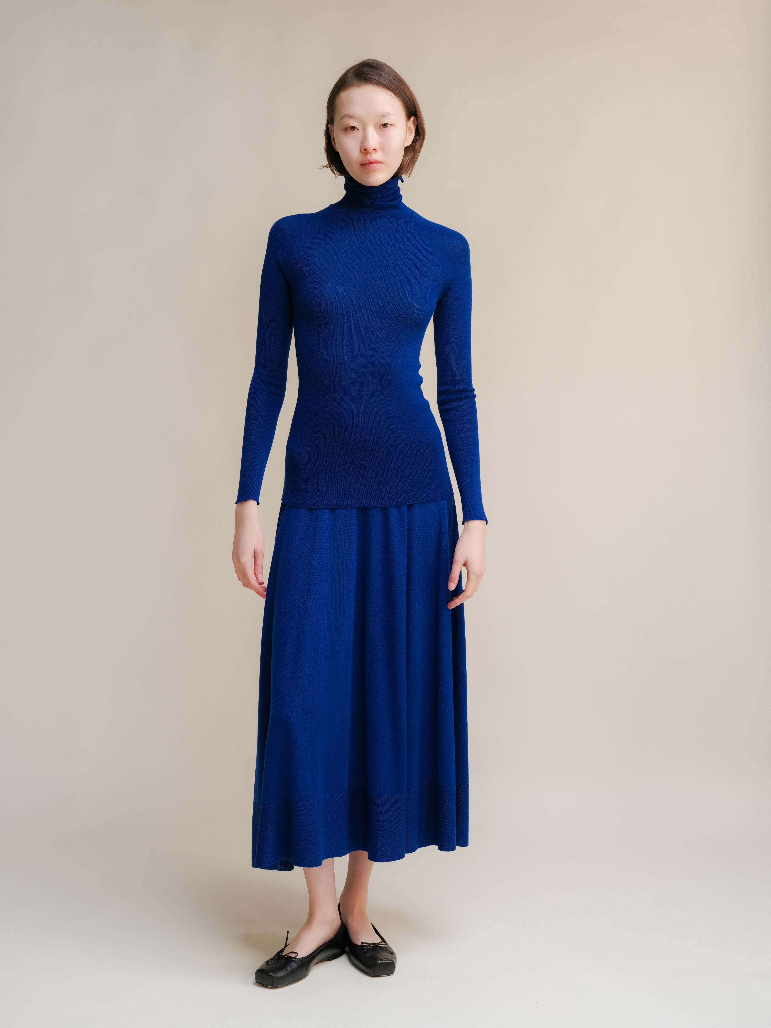 Extra Fine Merino Wool A-Line Skirt (3D-Knit)