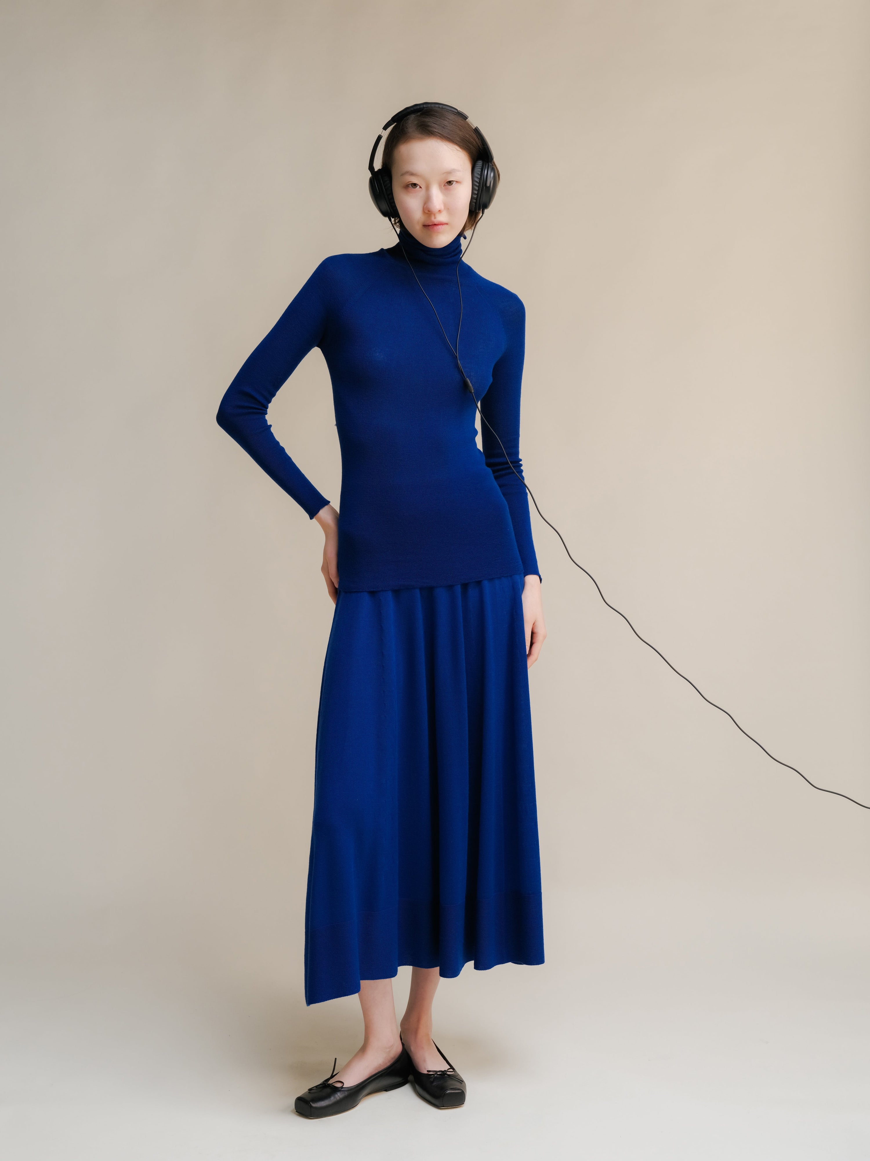 Extra Fine Merino Wool A-Line Skirt (3D-Knit)