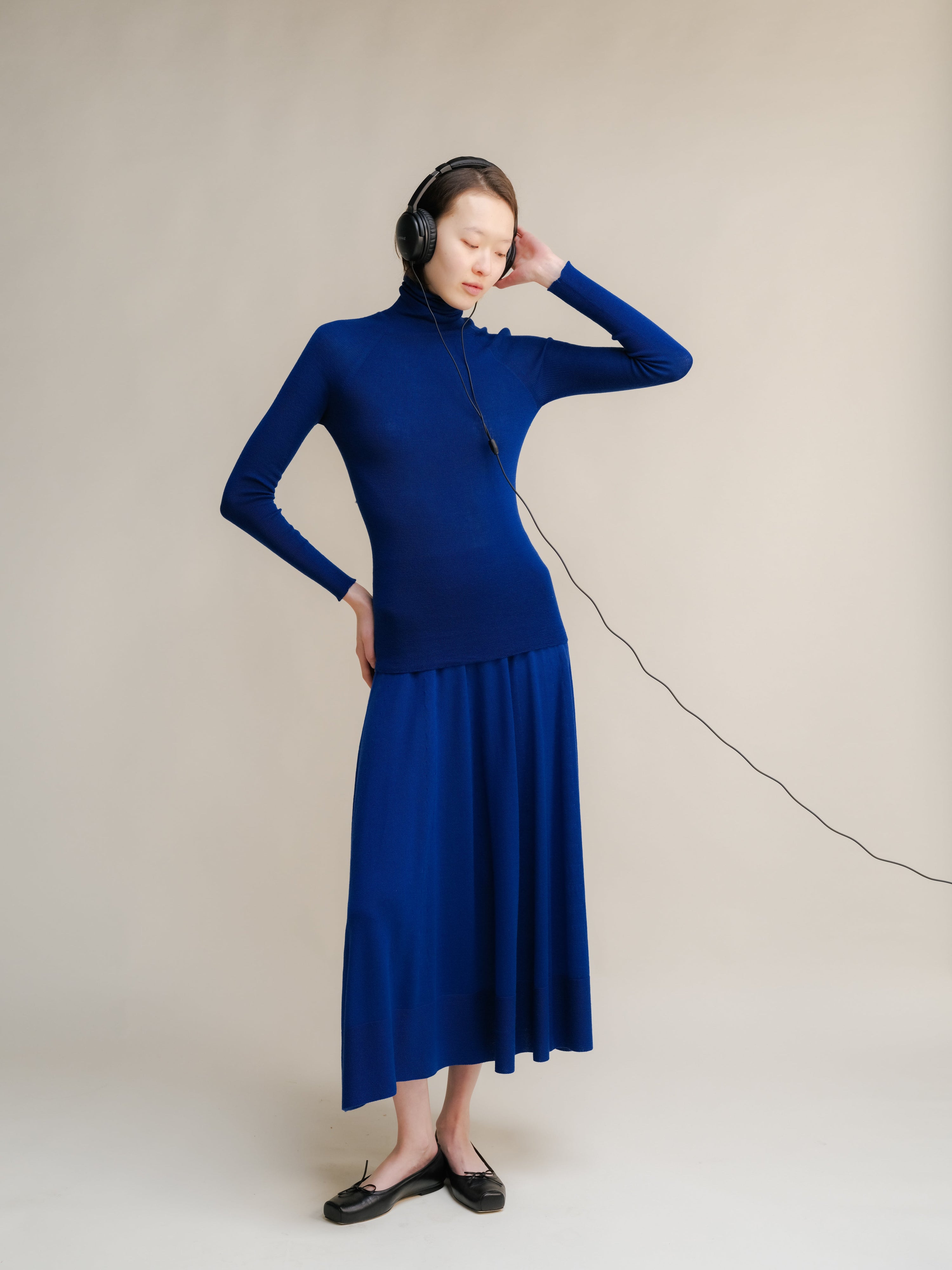 Extra Fine Merino Wool A-Line Skirt (3D-Knit)
