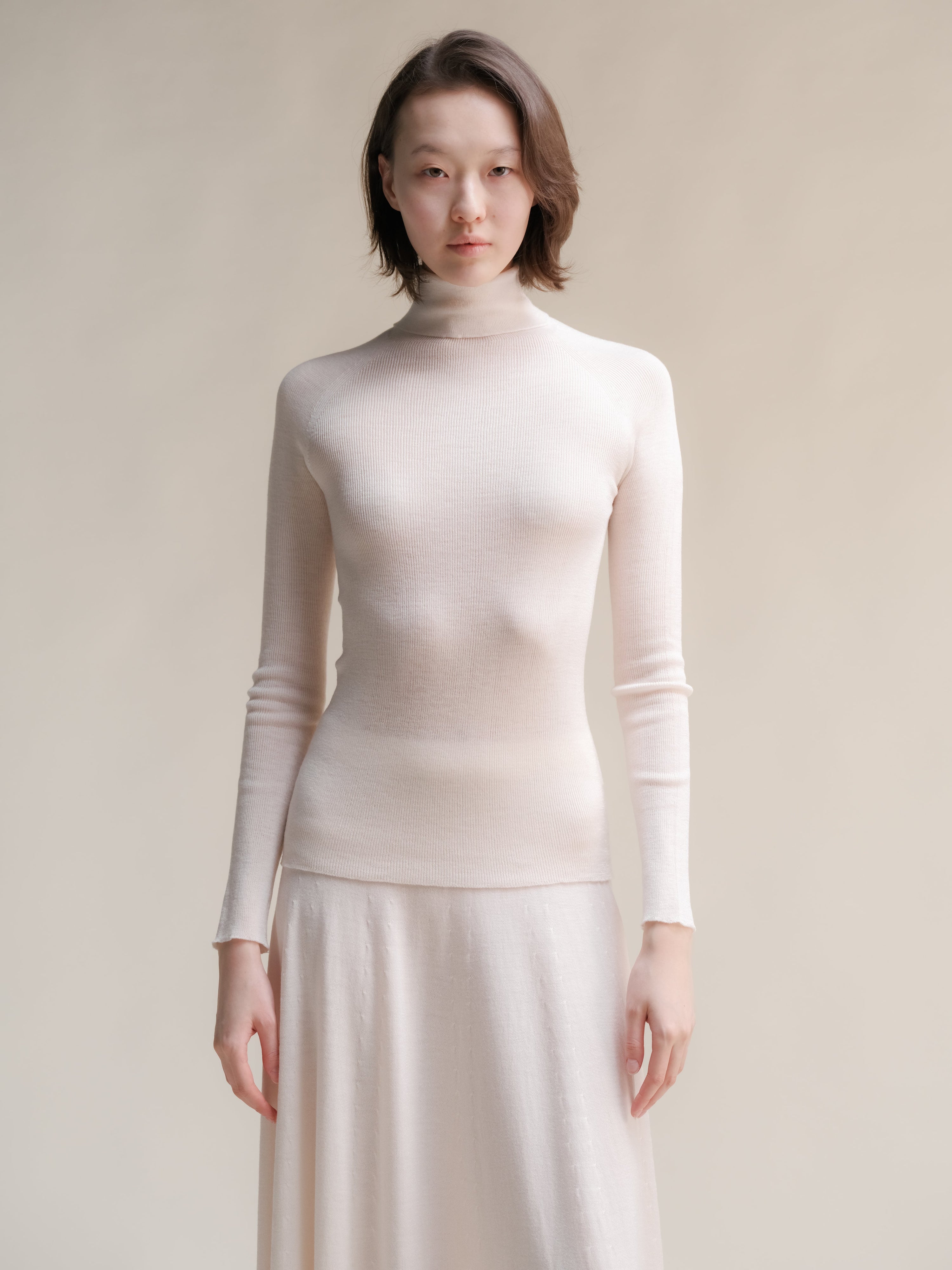 Extra Fine Merino Wool Ribbed Turtleneck (3D-Knit)