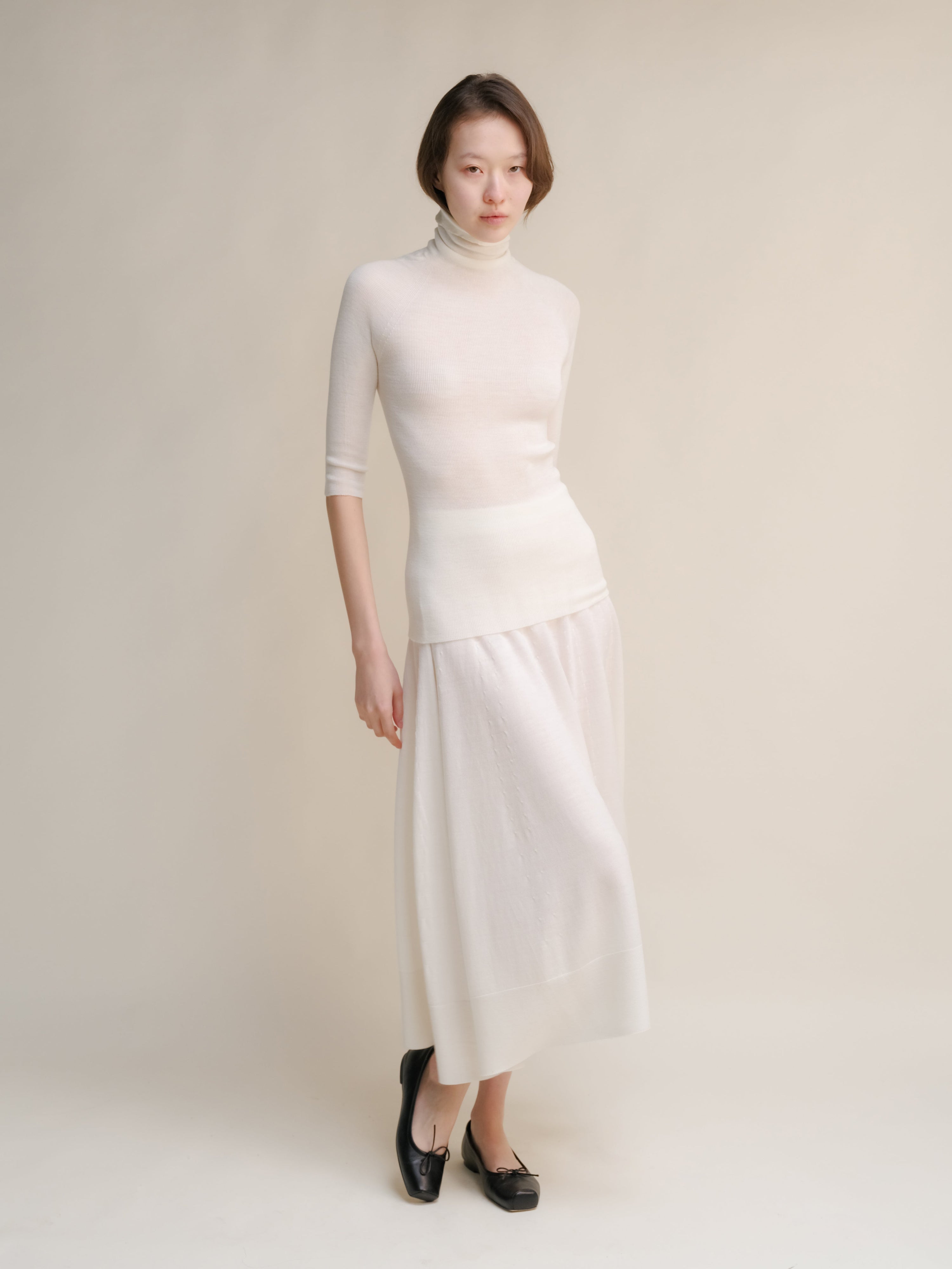 Extra Fine Merino Wool A-Line Skirt (3D-Knit)