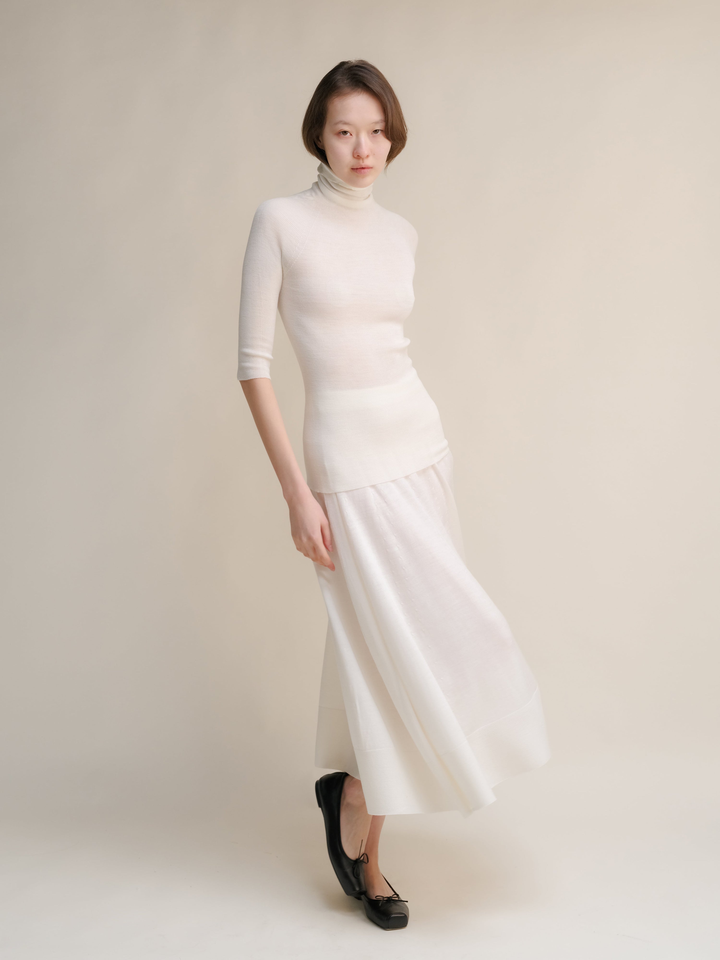 Extra Fine Merino Wool A-Line Skirt (3D-Knit)