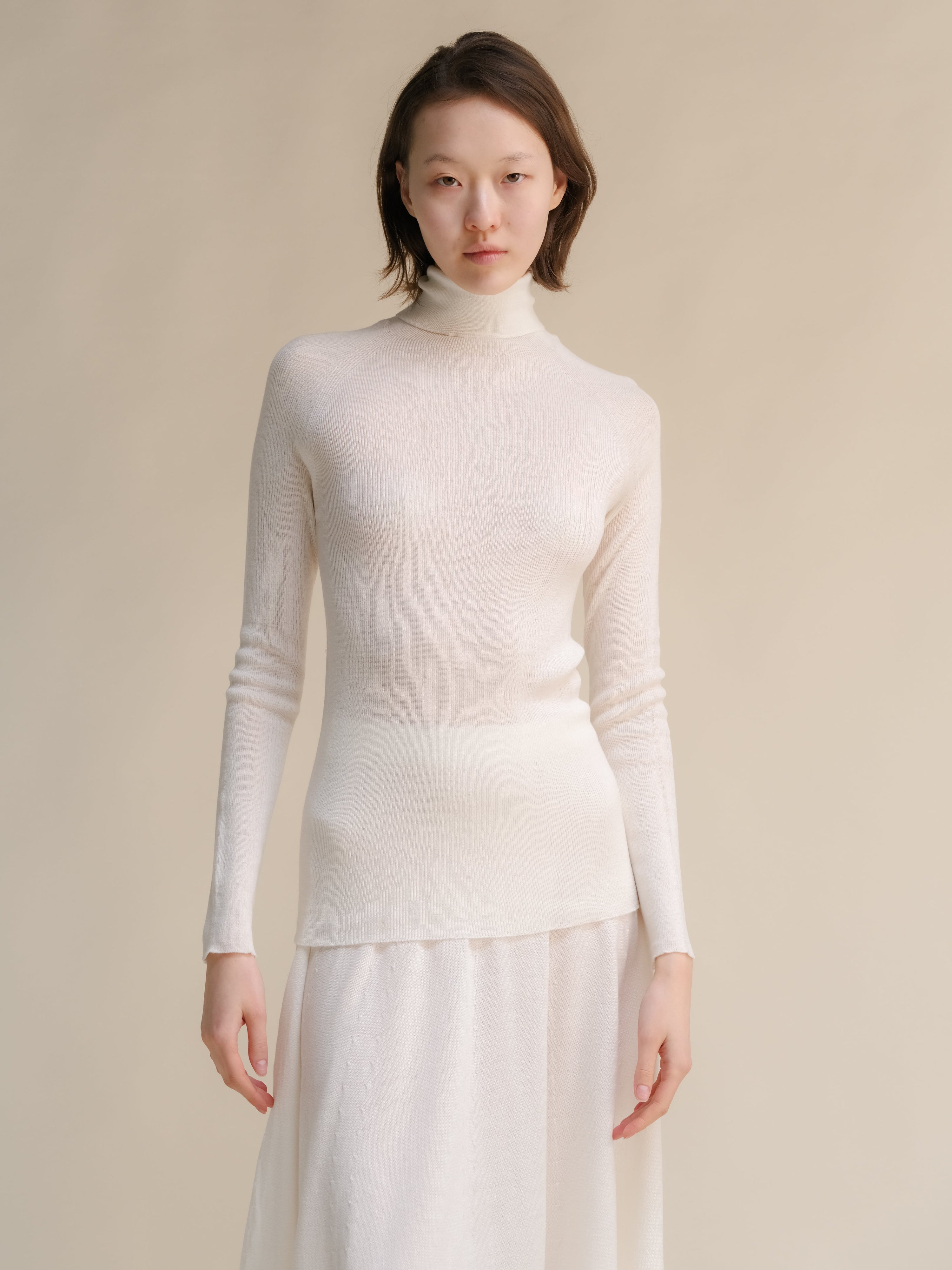 Extra Fine Merino Wool Ribbed Turtleneck (3D-Knit)