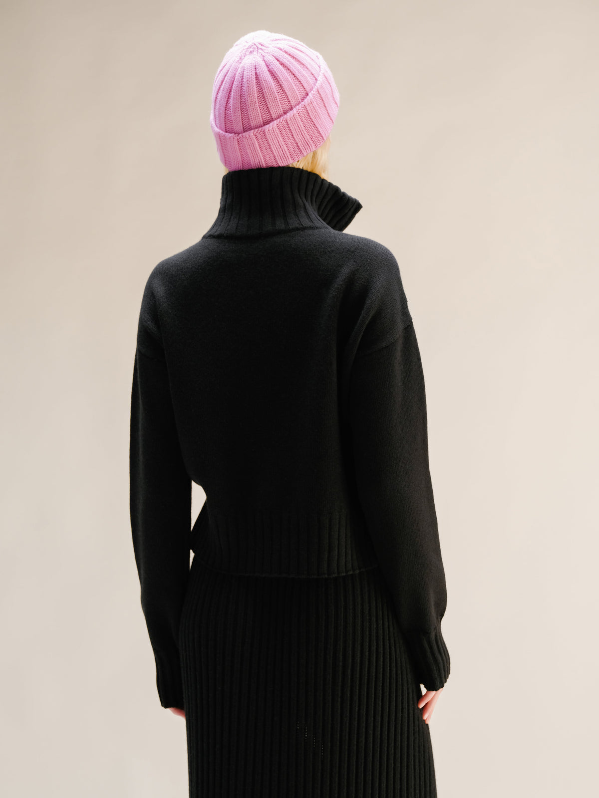 Cashmere Mix High Neck Sweater with Zip