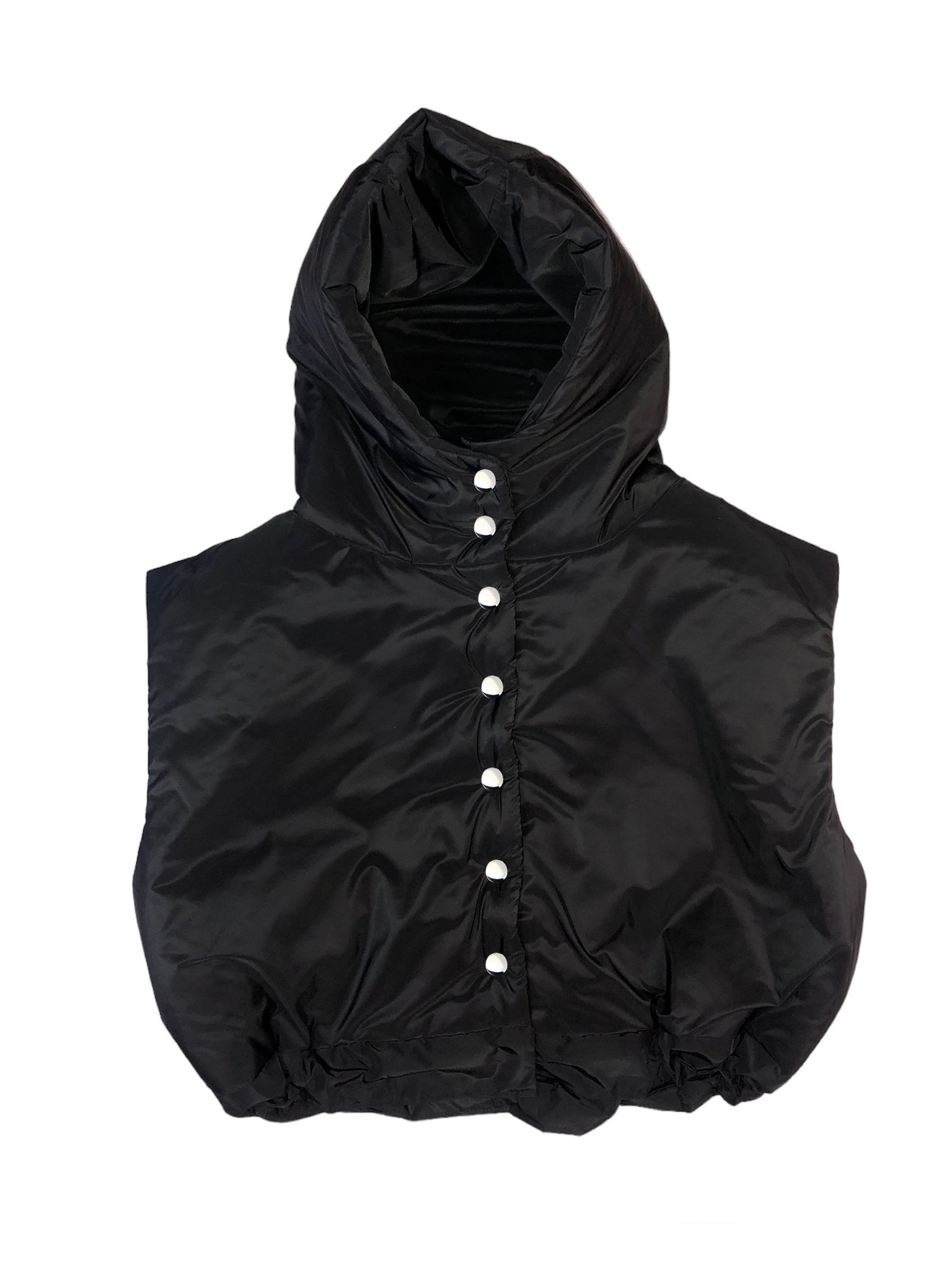 Black Puffy Hooded Vest
