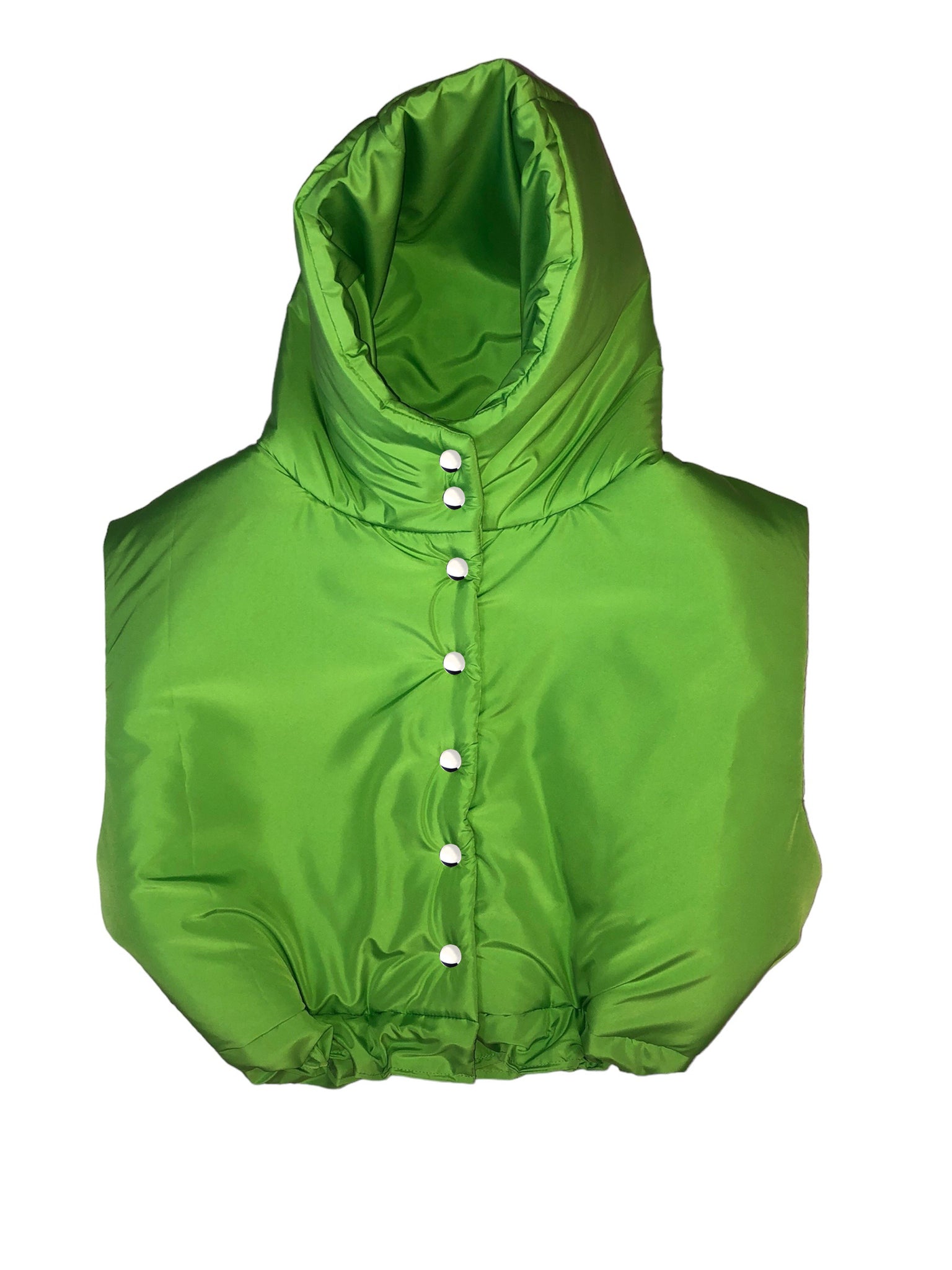 Green Puffy Hooded Vest