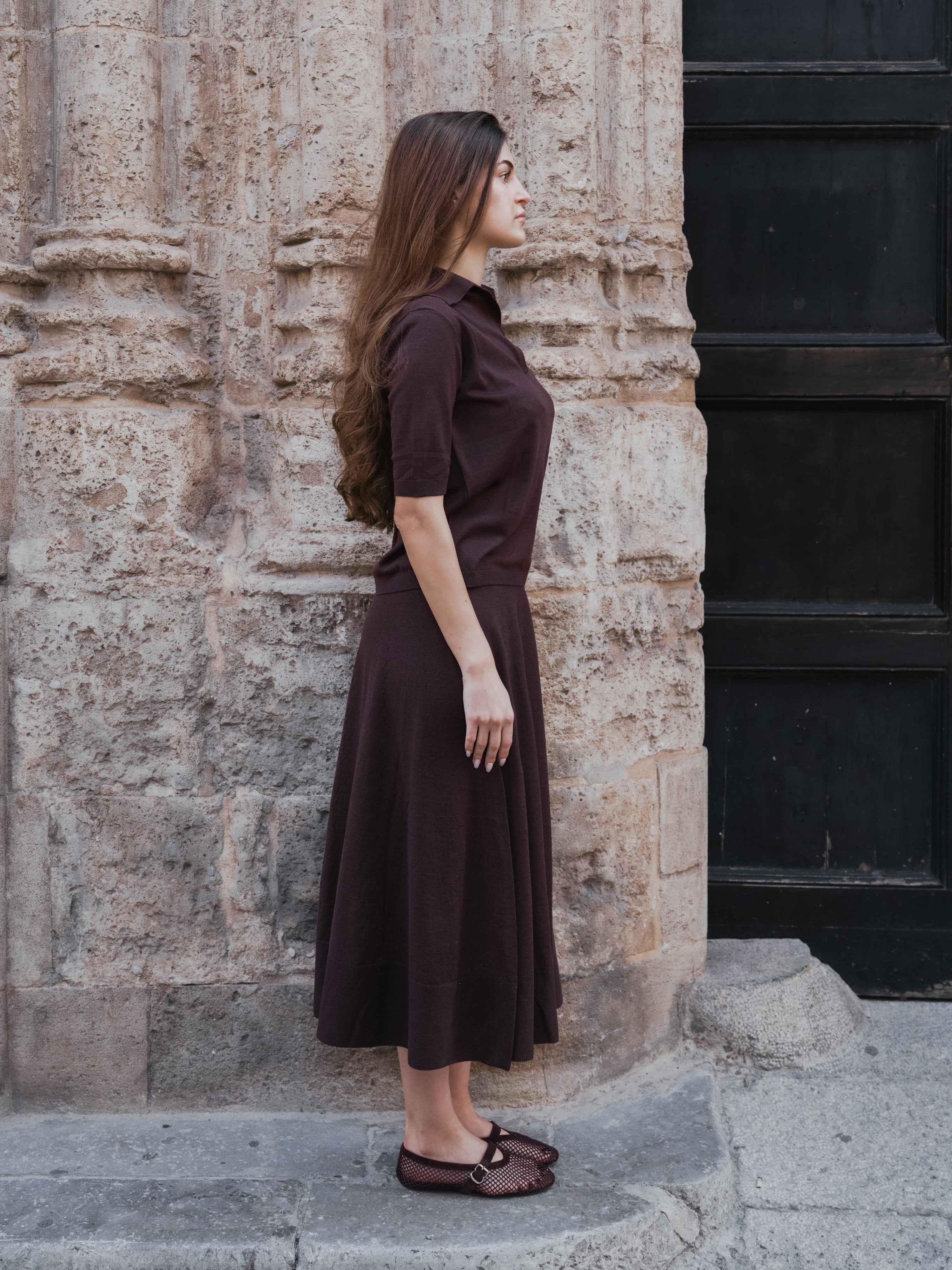 Extra Fine Merino Wool A-Line Skirt (3D-Knit)