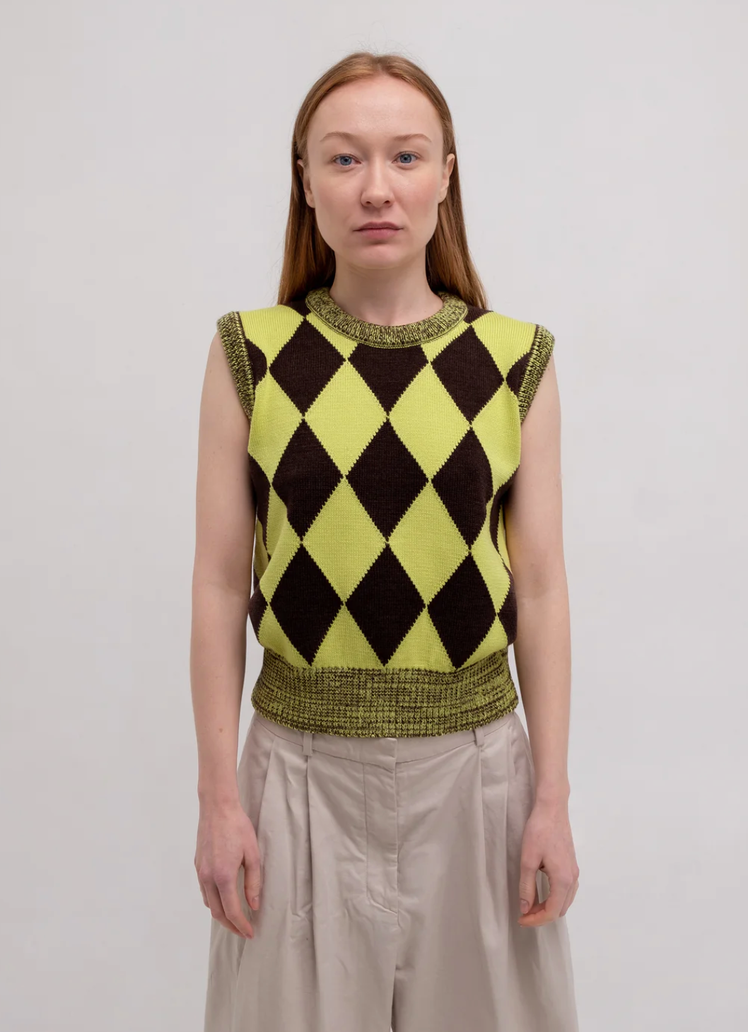 Green and Brown Chessboard Vest