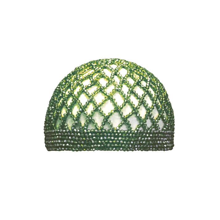 Beaded Bathing Cap Green