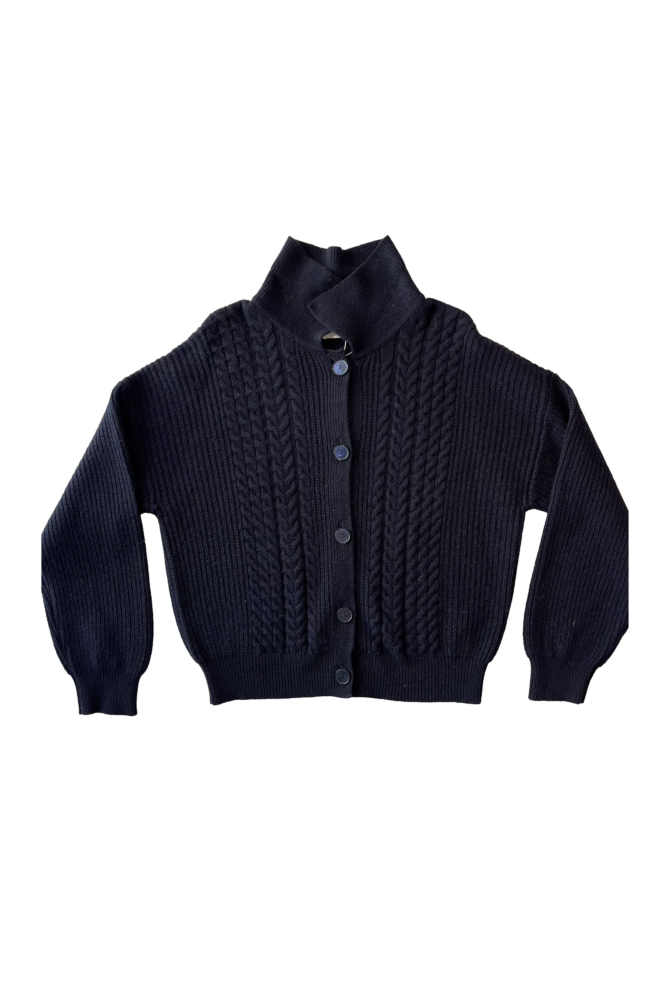 Cashmere Mix Cable Polo Cardigan