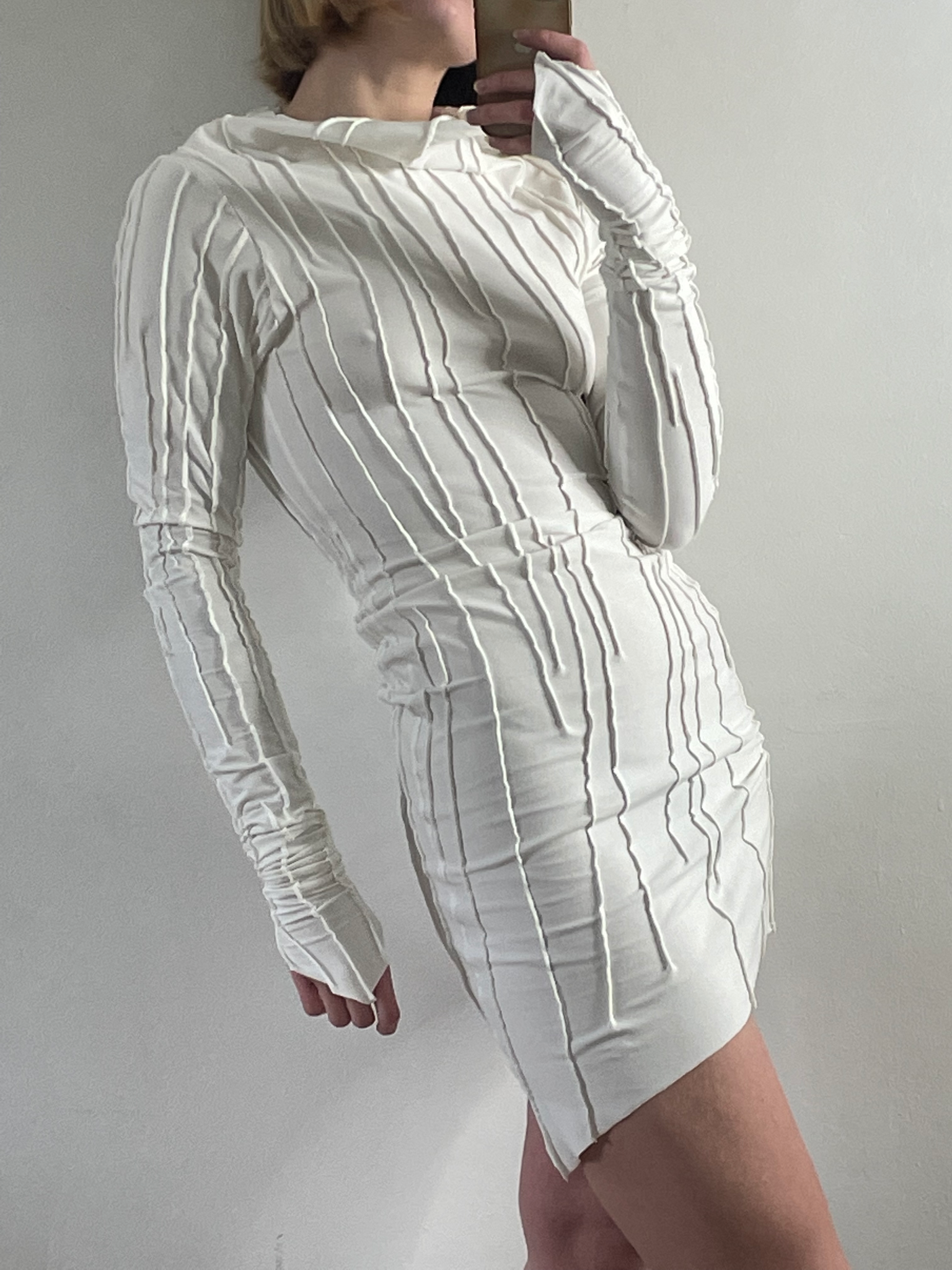 OFF-WHITE ASYMMETRIC SHORT COCON DRESS