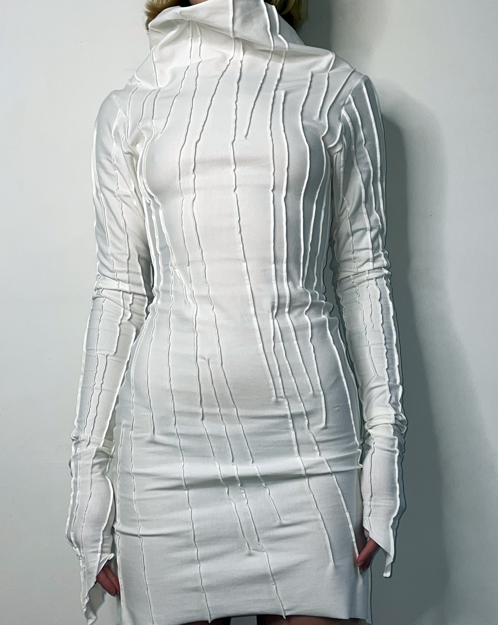 OFF-WHITE ASYMMETRIC SHORT COCON DRESS